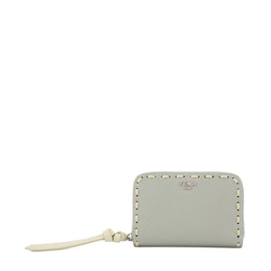 FENDI - Porte-monnaie Peekaboo Fendi en cuir grainé vert d'eau