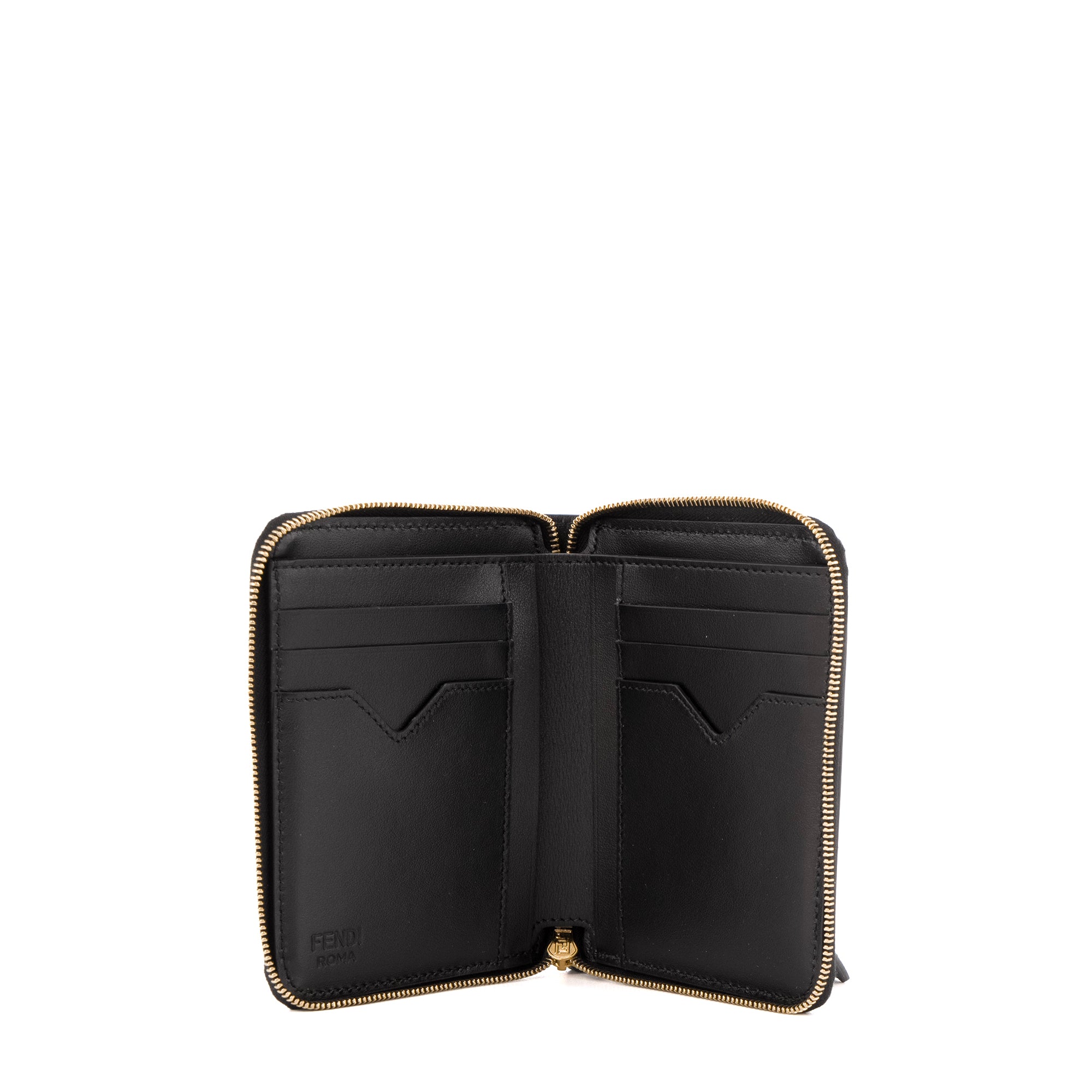 FENDI - Portefeuille Diamonds Fendi en cuir noir