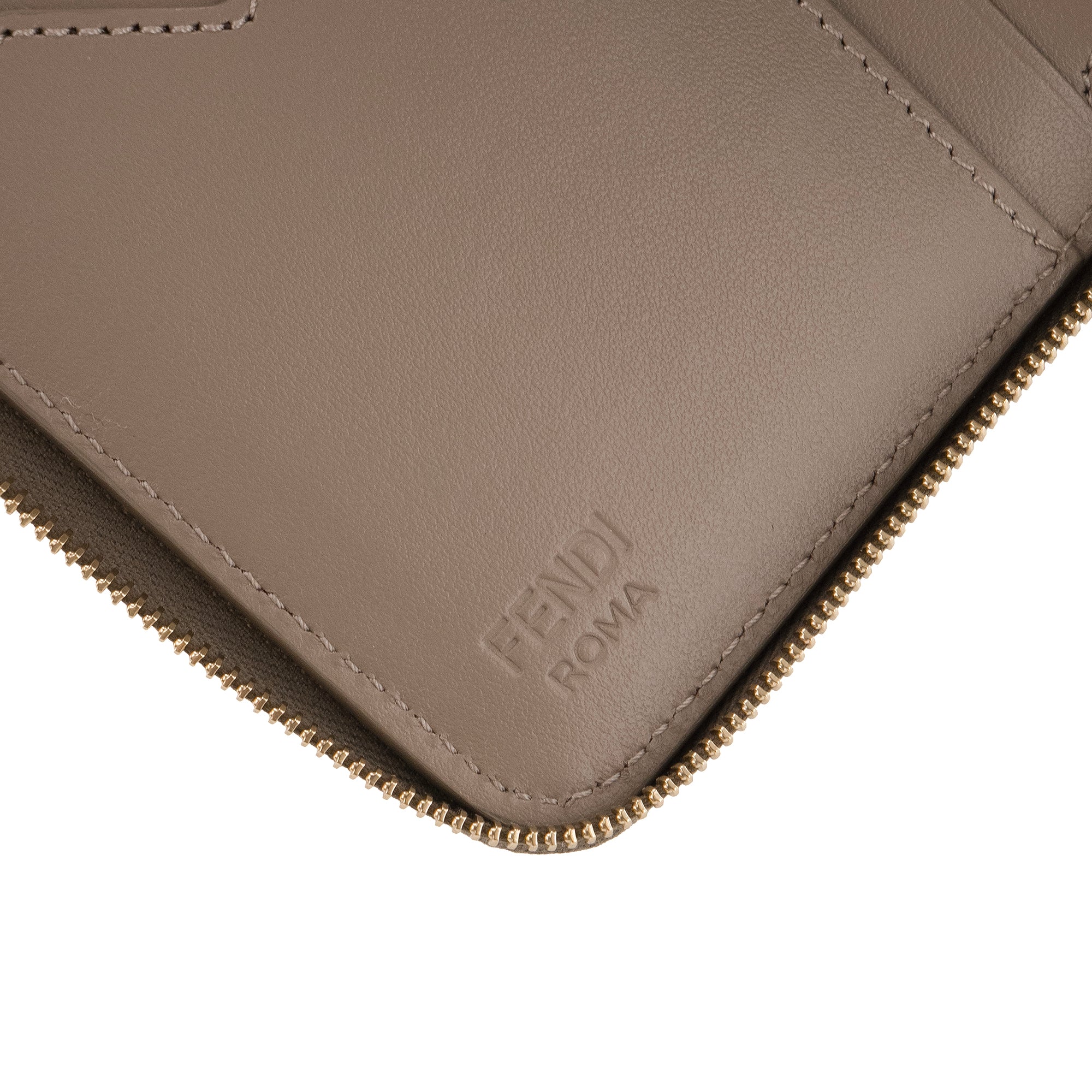 FENDI - Portefeuille Diamonds Fendi en cuir taupe