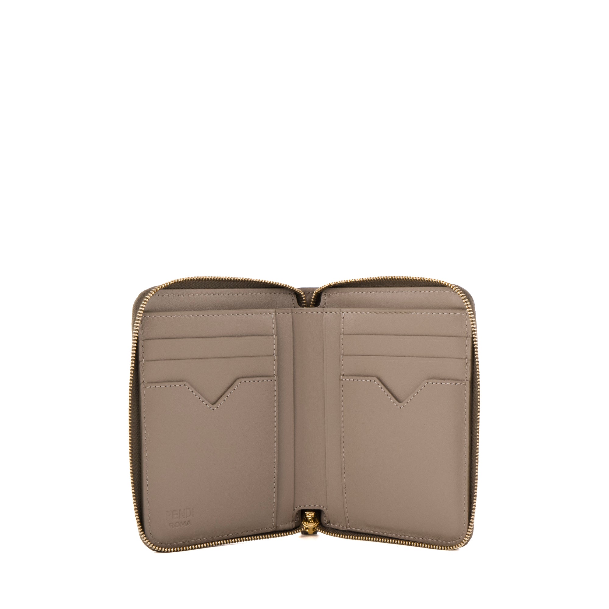 FENDI - Portefeuille Diamonds Fendi en cuir taupe