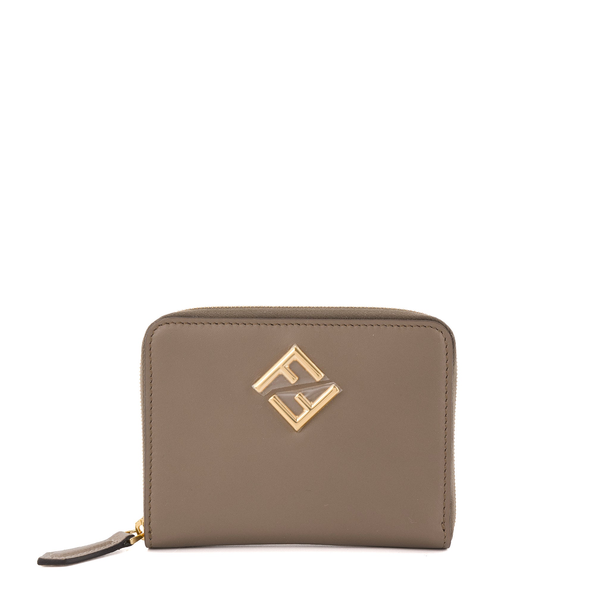 FENDI - Portefeuille Diamonds Fendi en cuir taupe