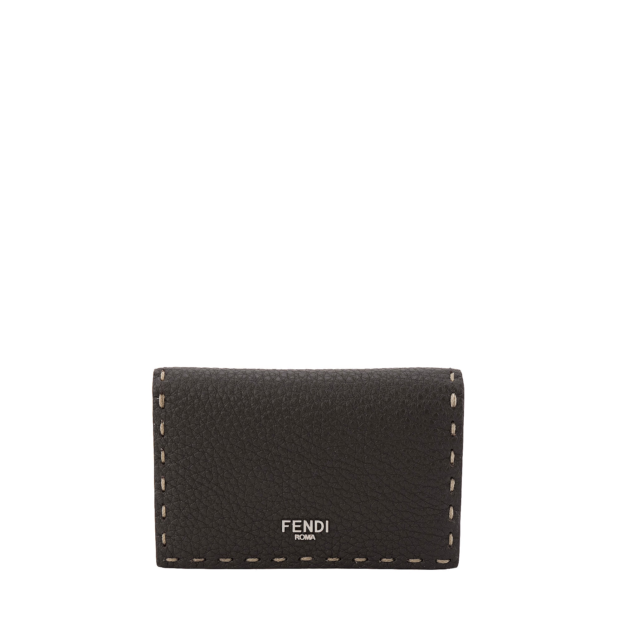 FENDI - Portefeuille Selleria Fendi en cuir grainé marron