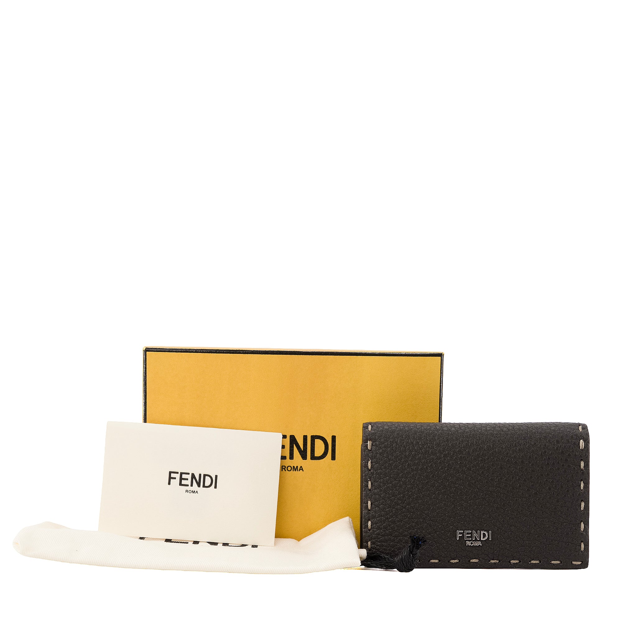 FENDI - Portefeuille Selleria Fendi en cuir grainé marron