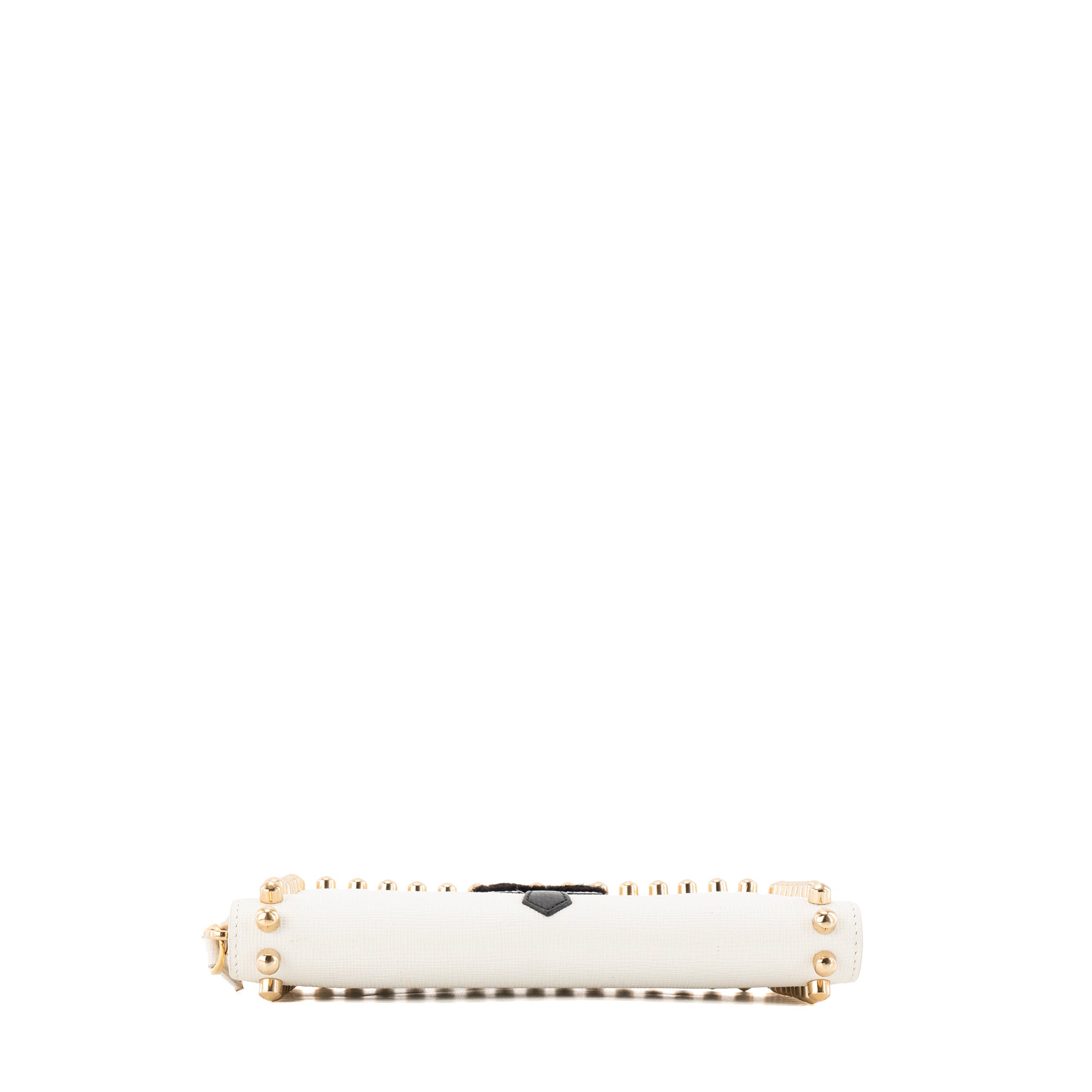 FENDI - Portefeuille Zippy Karlito Karl Lagerfeld x Fendi en cuir grainé blanc édition limitée