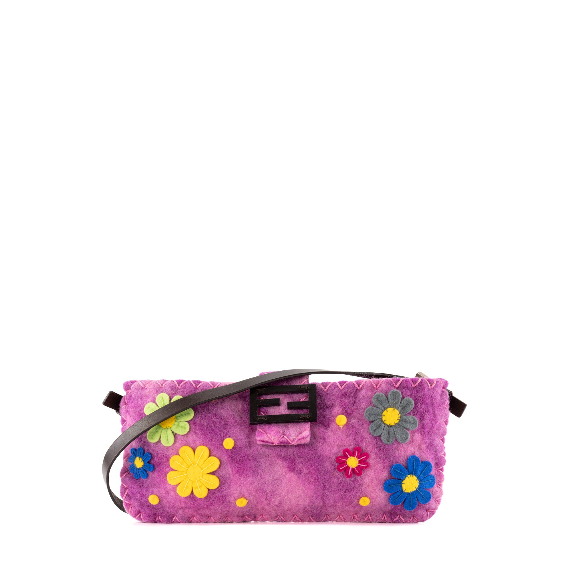FENDI - Sac à bandoulière Baguette Fendi en laine patchwork violet