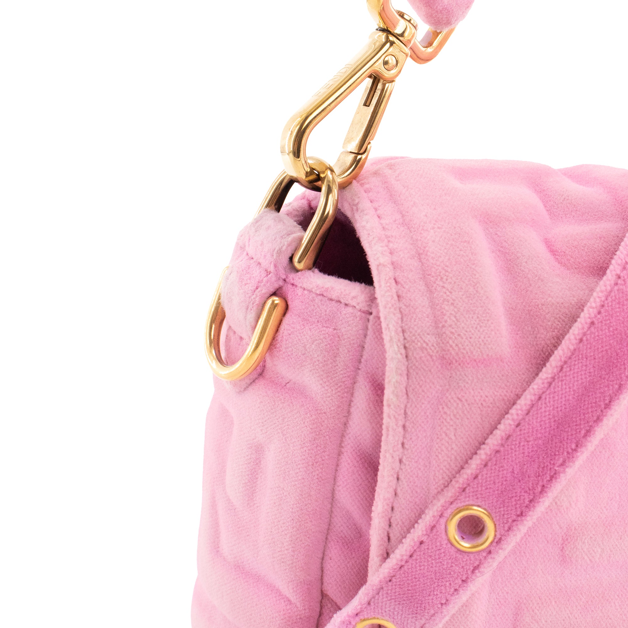 FENDI - Sac à bandoulière Baguette Fendi en velours embossé zucca rose