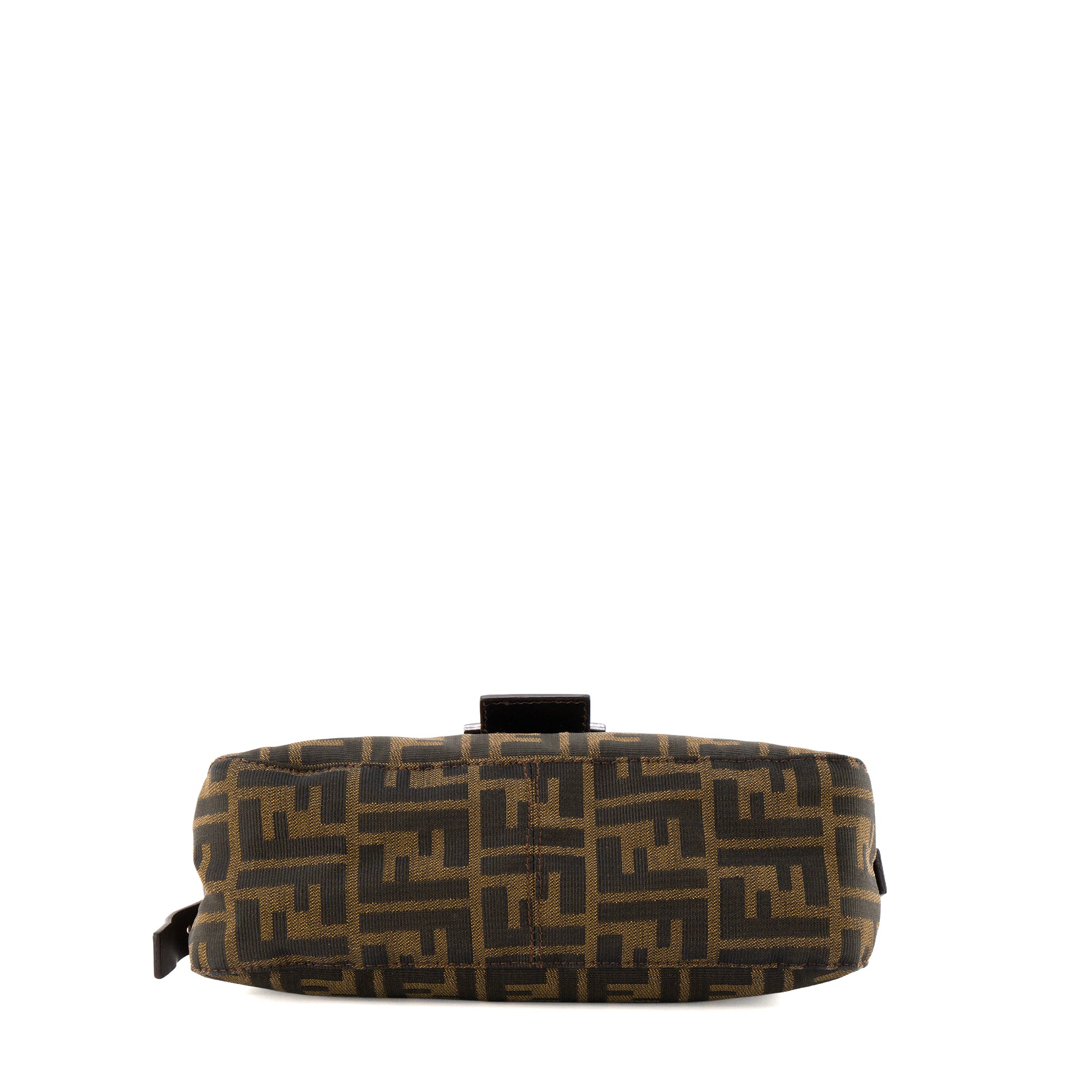 FENDI - Sac à épaule Baguette Fendi en toile jacquard FF zucca marron et noire vintage