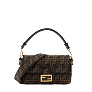 FENDI - Sac à bandoulière Baguette Fendi en toile monogrammée marron et noire