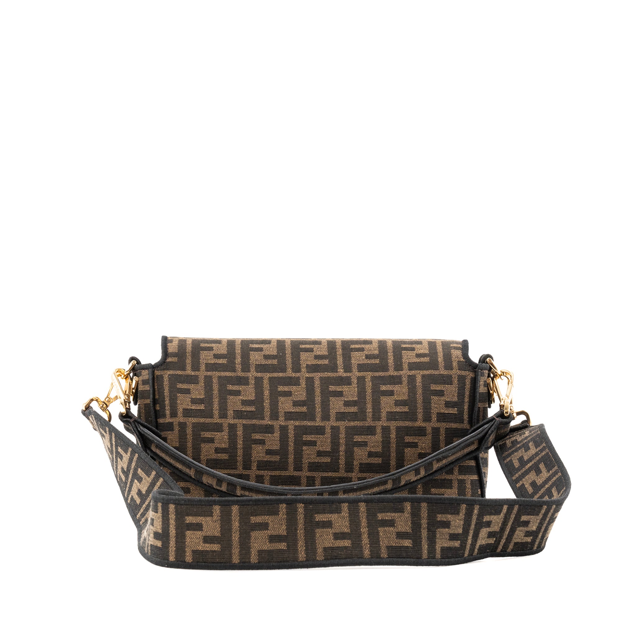 FENDI - Sac à bandoulière Baguette Fendi en toile monogrammée marron et noire