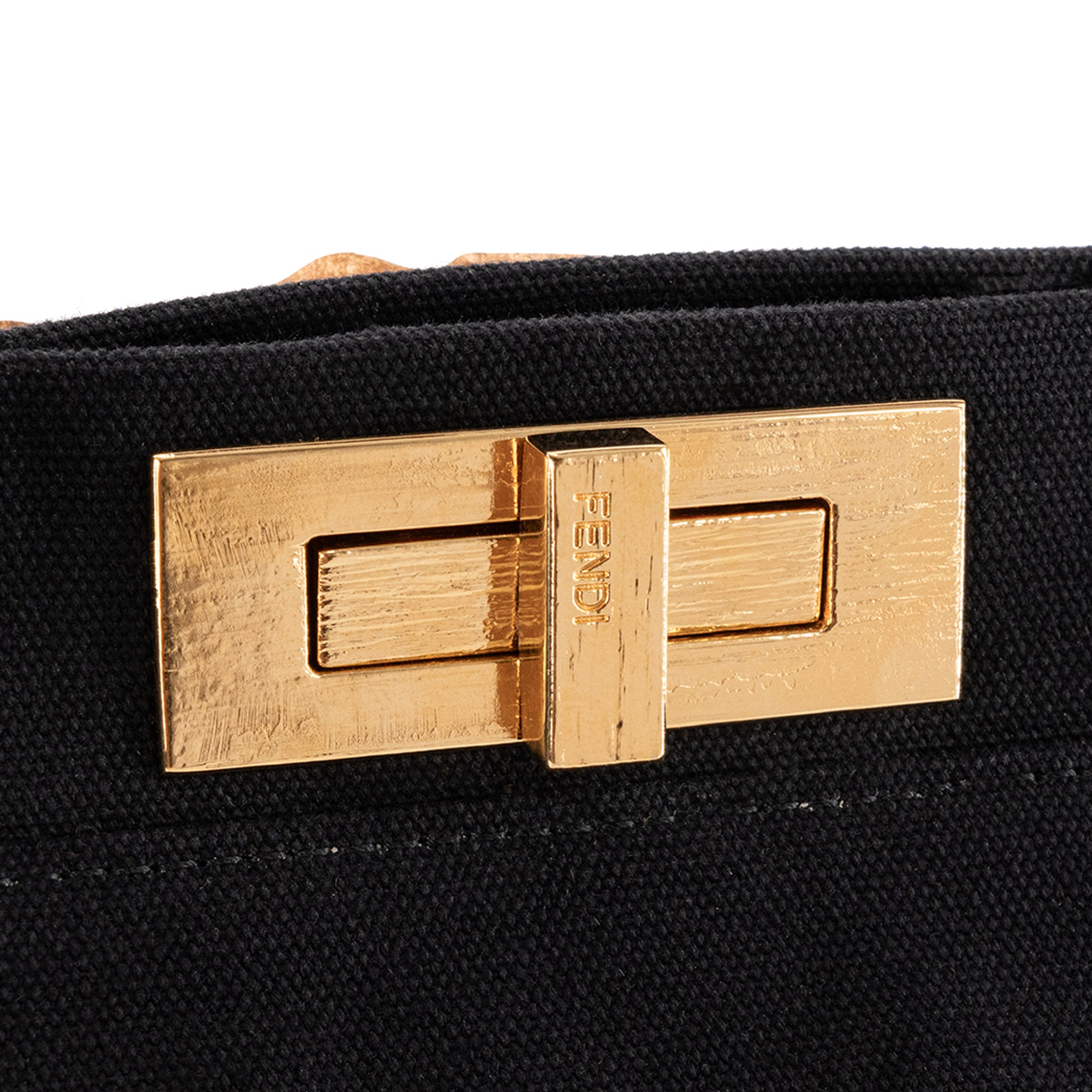 FENDI - Large model Peekaboo handbag in black canvas and leather