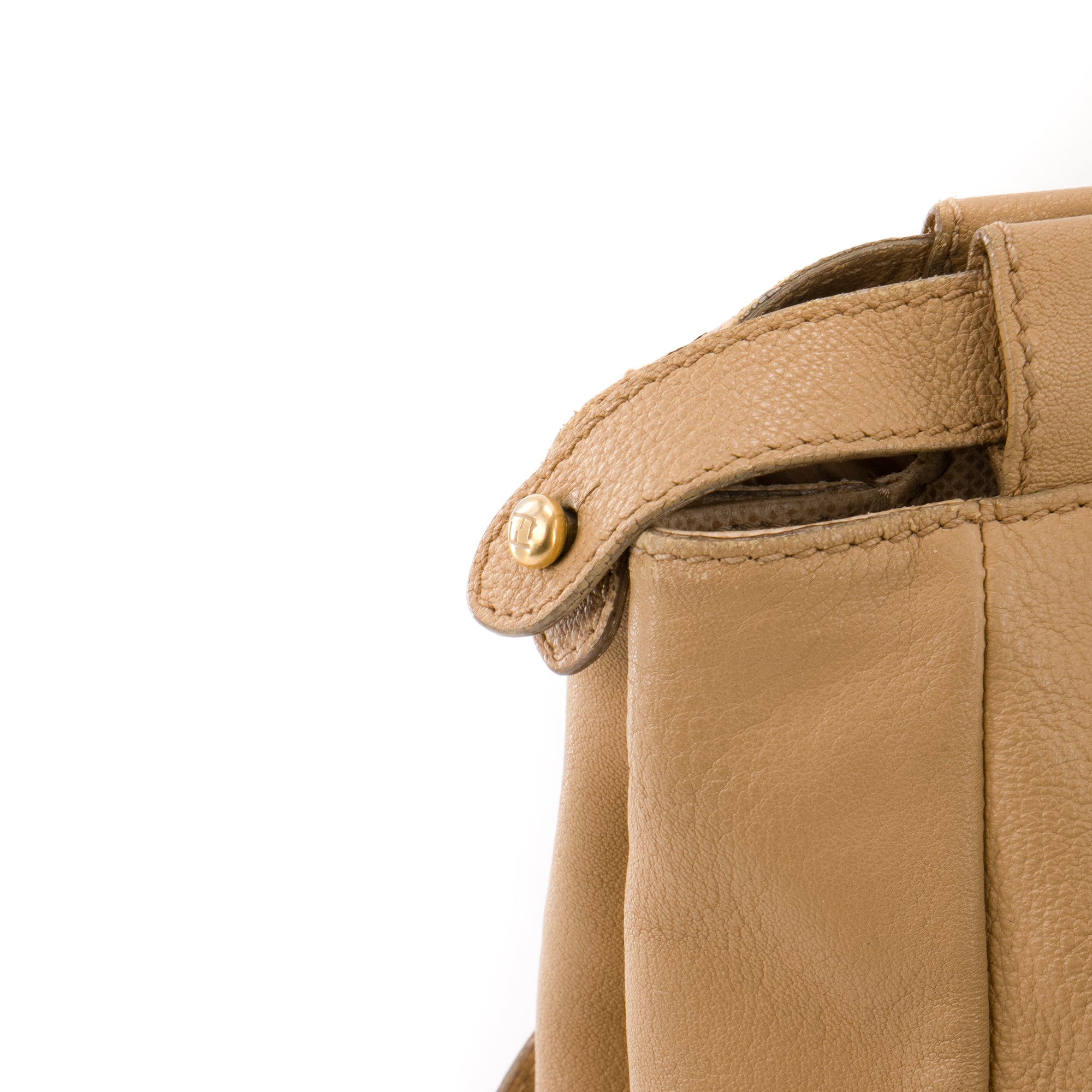 FENDI - Sac à main Peekaboo Fendi en cuir grainé beige vintage