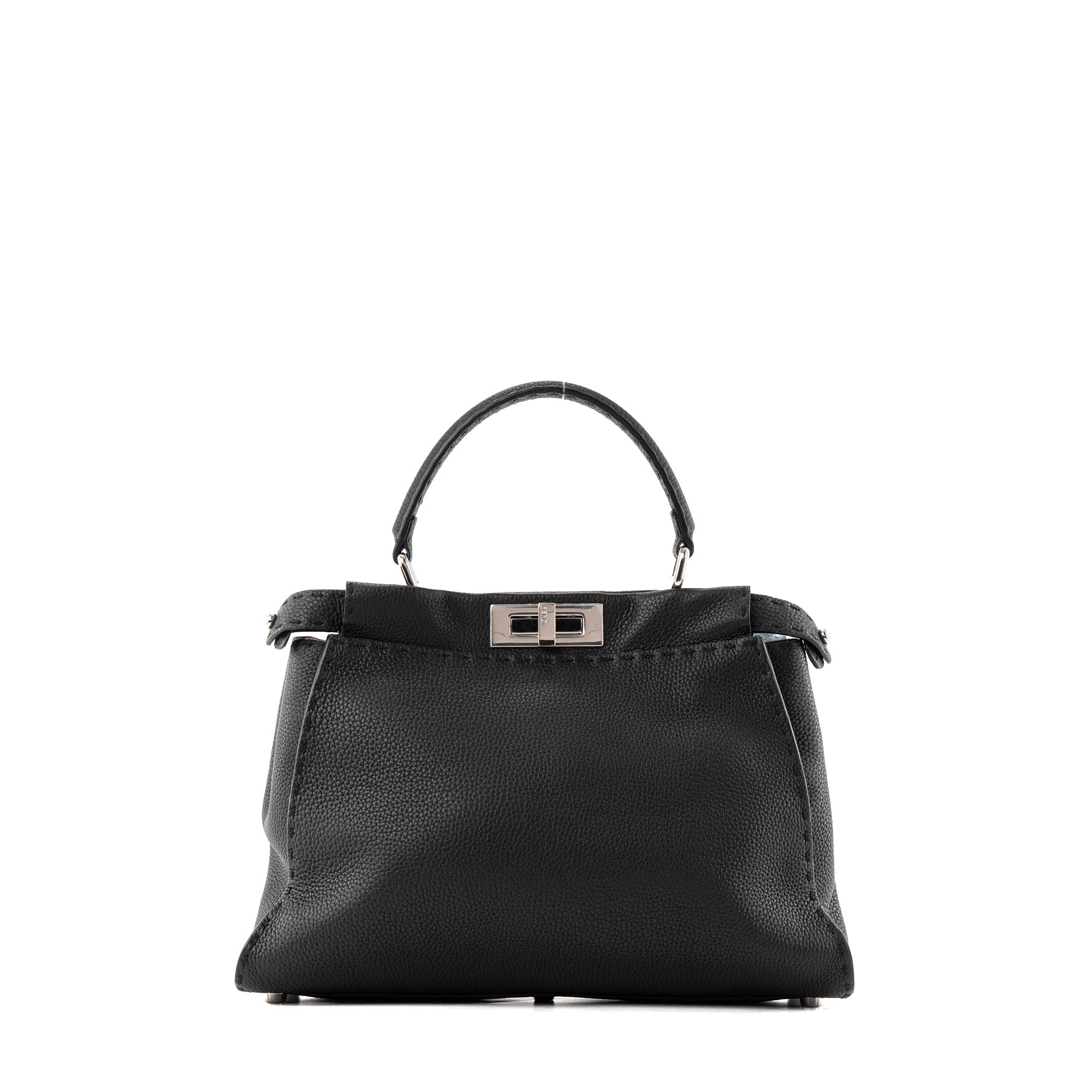 FENDI - Sac à main Peekaboo Fendi en cuir grainé noir