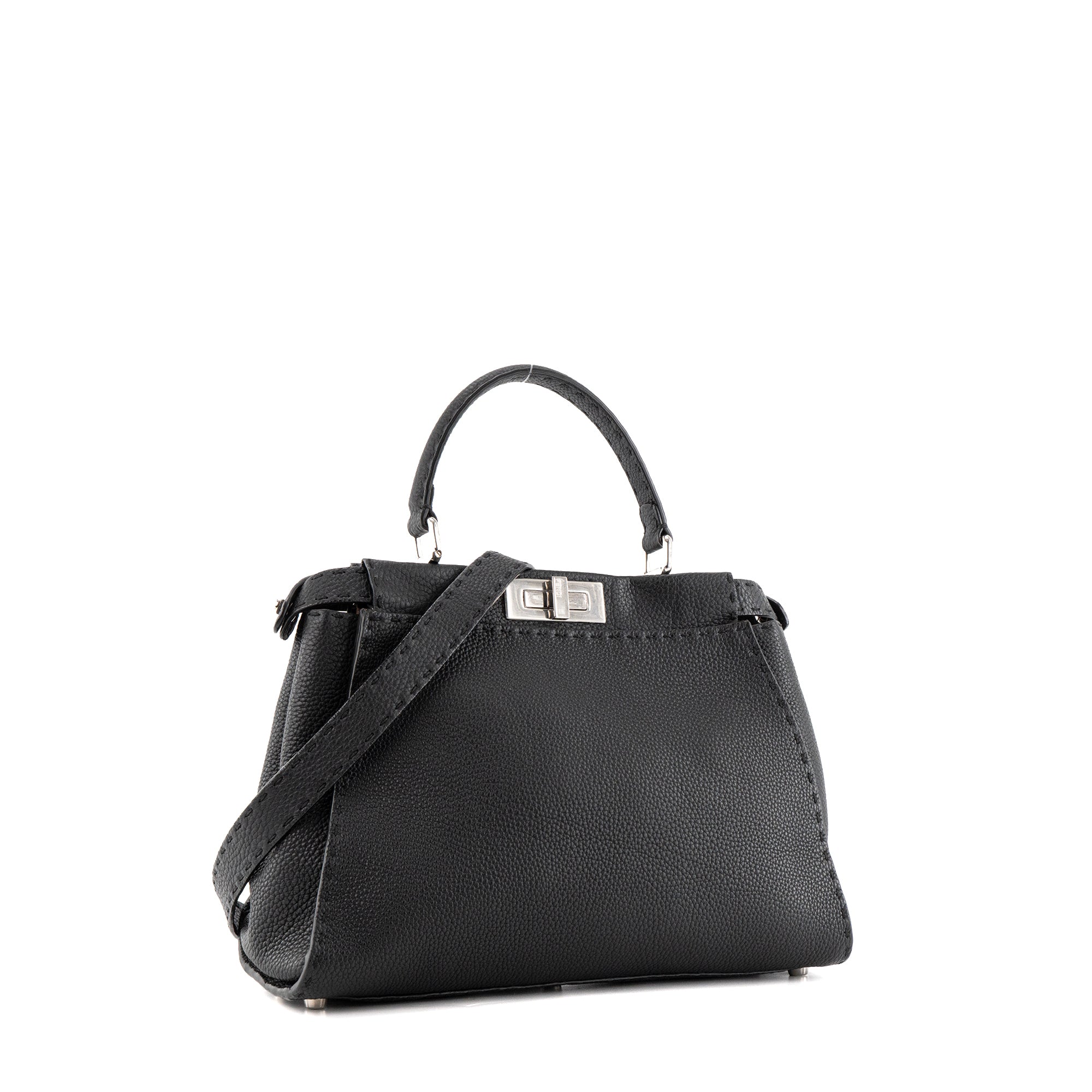 FENDI - Sac à main Peekaboo Fendi en cuir grainé noir