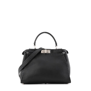 FENDI - Sac à main Peekaboo Fendi en cuir grainé noir