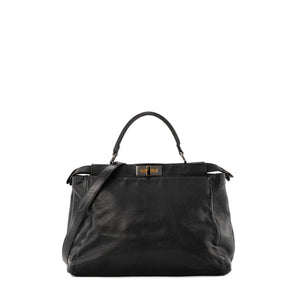 FENDI - Sac à main Peekaboo Fendi en cuir grainé noir