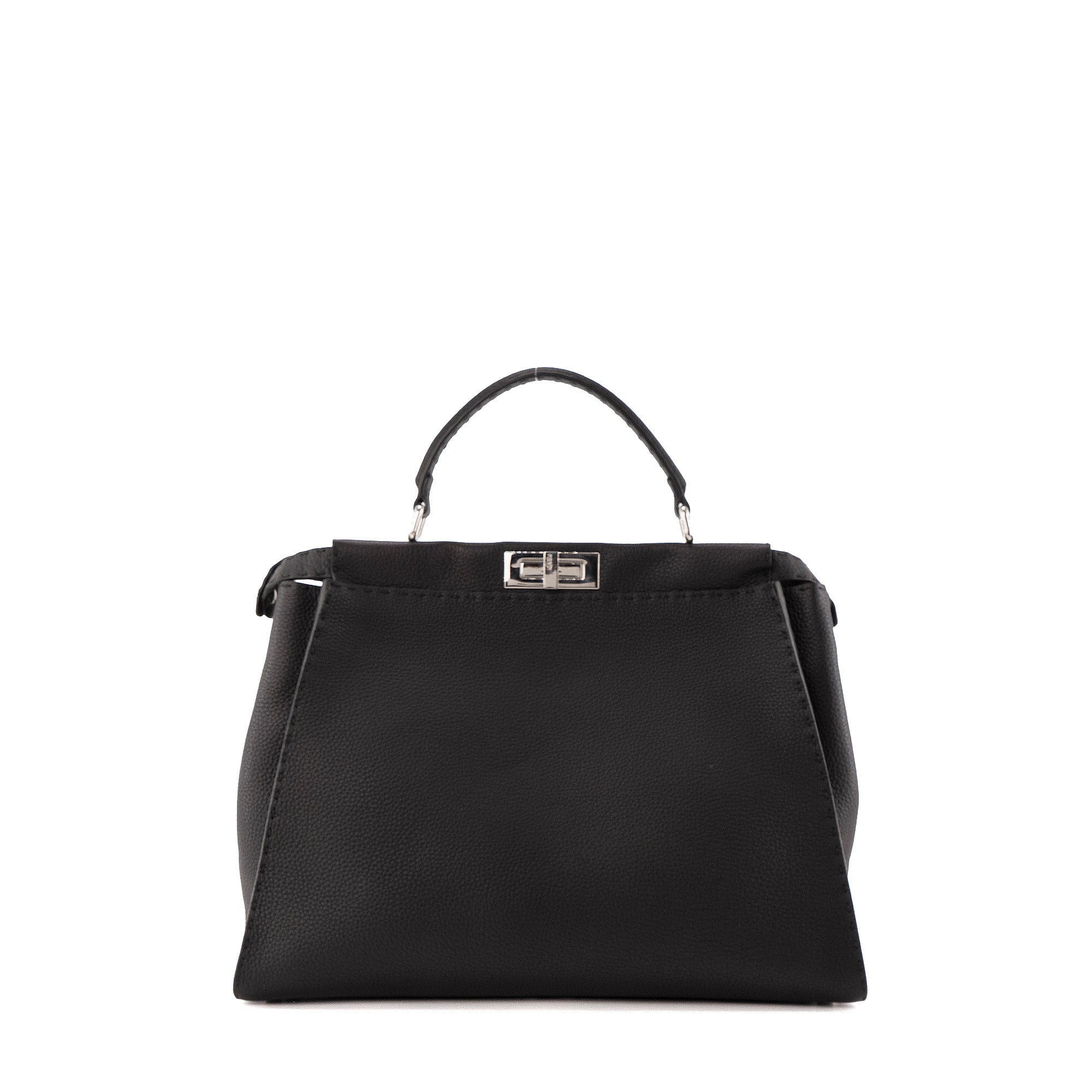 FENDI - Sac à main Peekaboo Fendi en cuir grainé noir