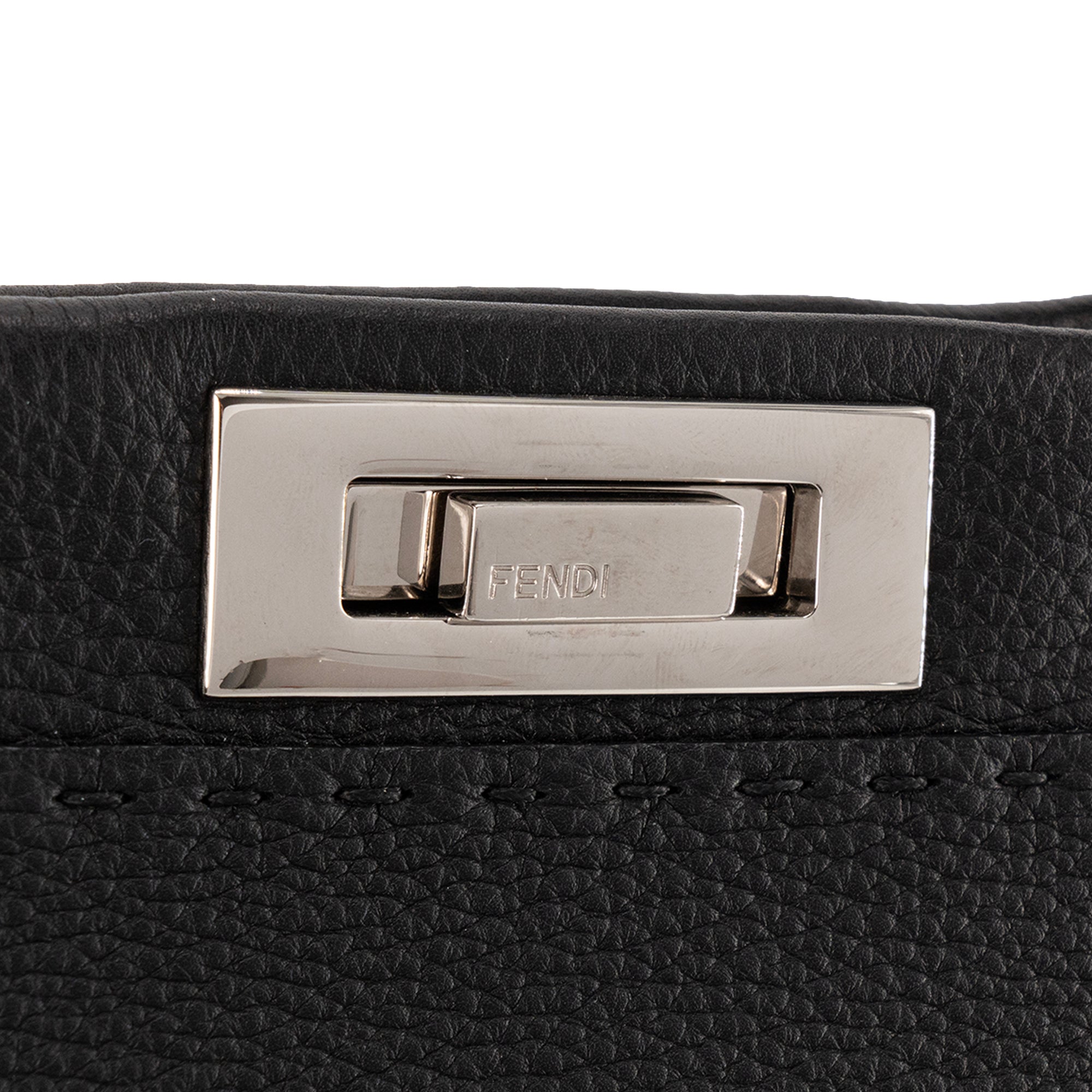 FENDI - Sac à main Peekaboo Fendi en cuir grainé noir