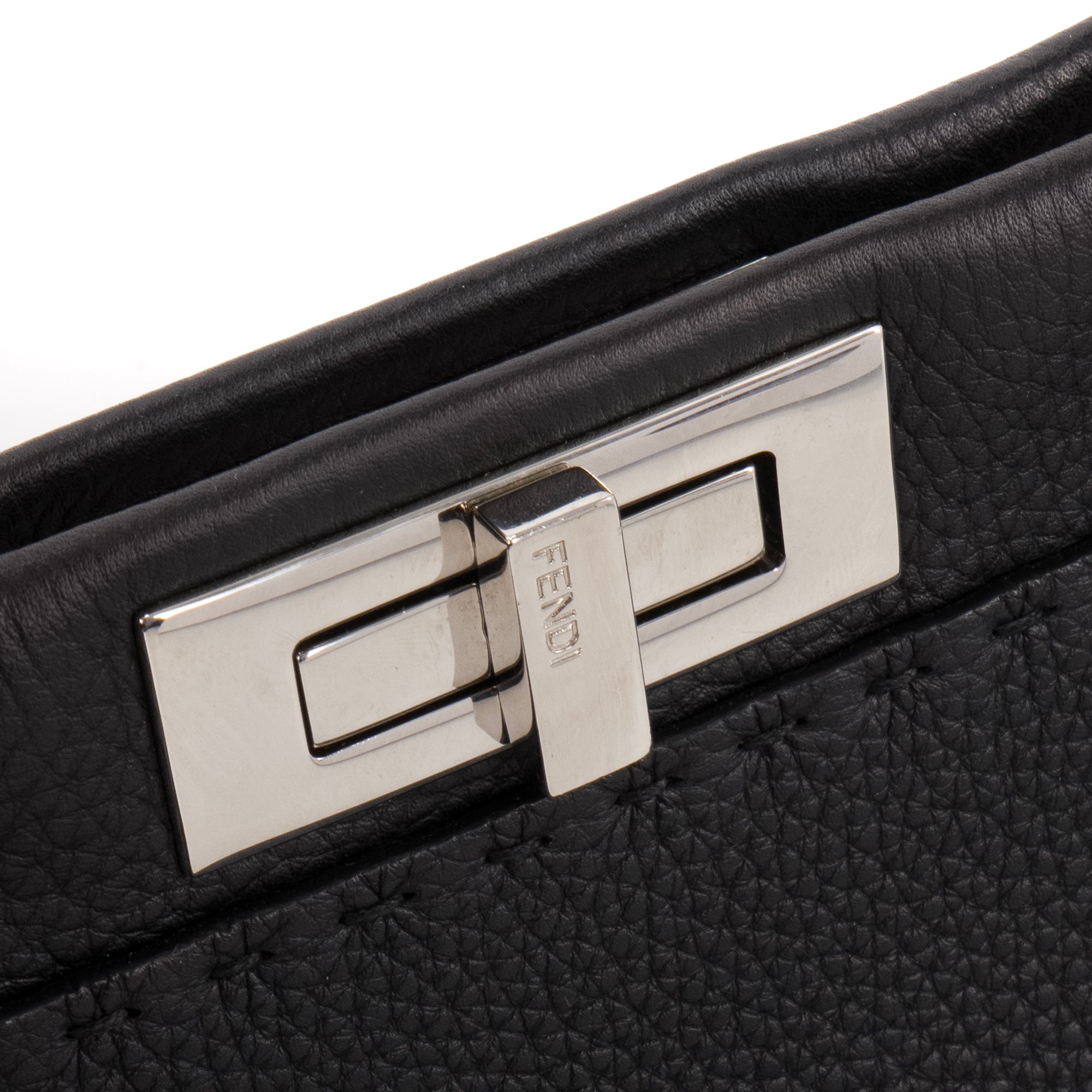FENDI - Sac à main Peekaboo Fendi en cuir grainé noir