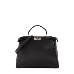 FENDI - Sac à main Peekaboo Fendi en cuir grainé noir