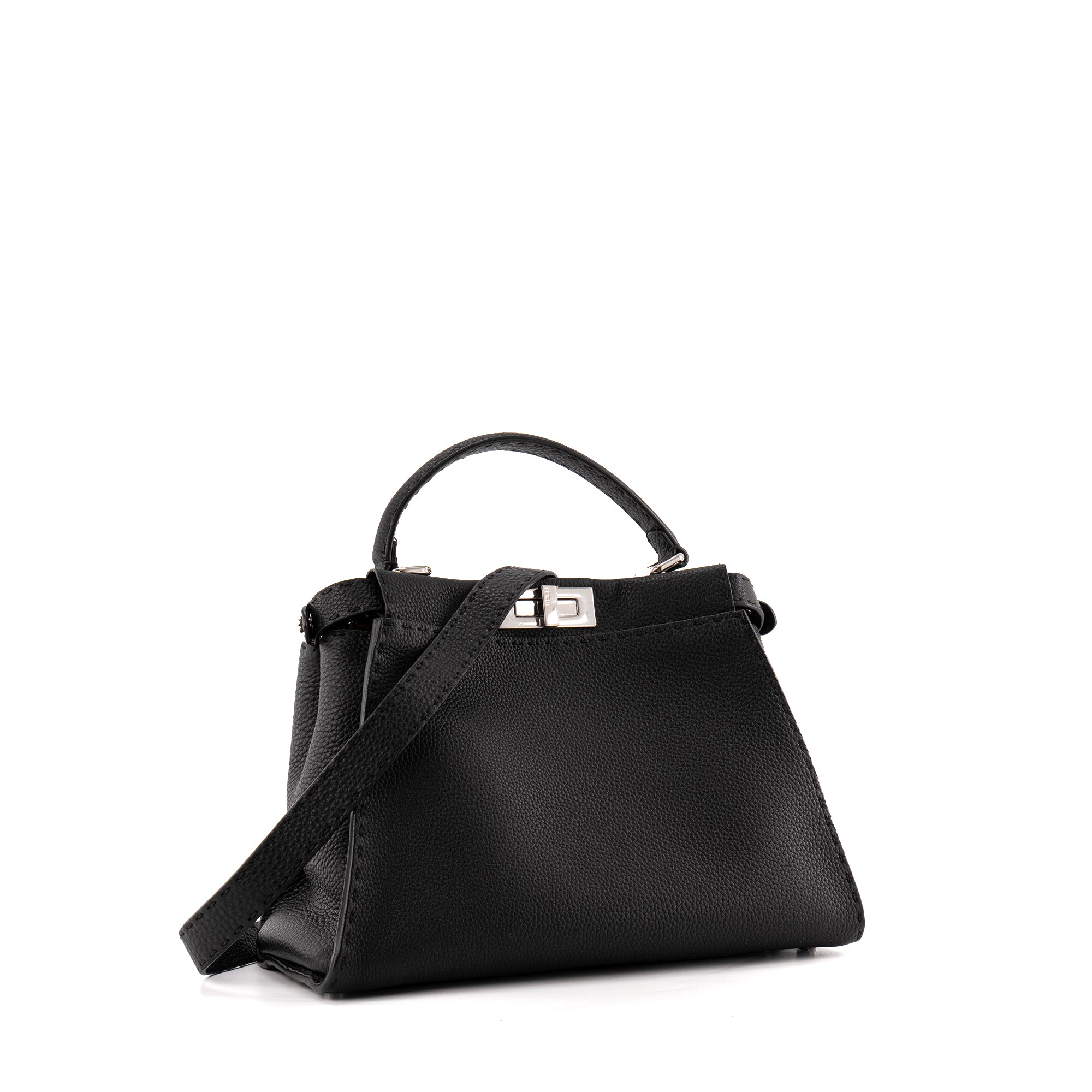 FENDI - Sac à main Peekaboo medium Fendi en cuir grainé noir