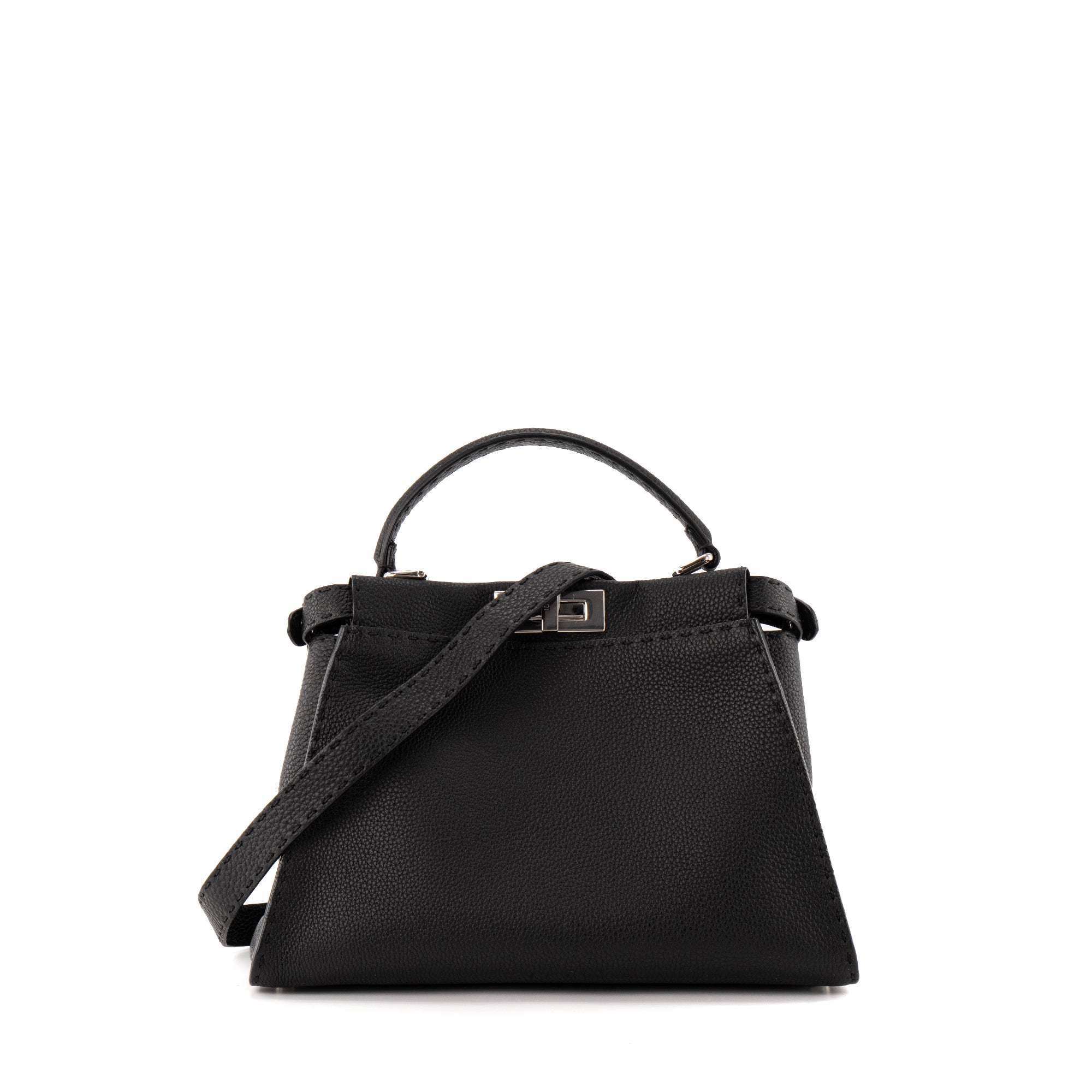FENDI - Sac à main Peekaboo medium Fendi en cuir grainé noir