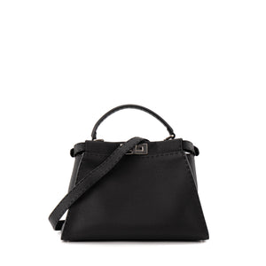 FENDI - Sac à main Peekaboo medium Fendi en cuir grainé noir