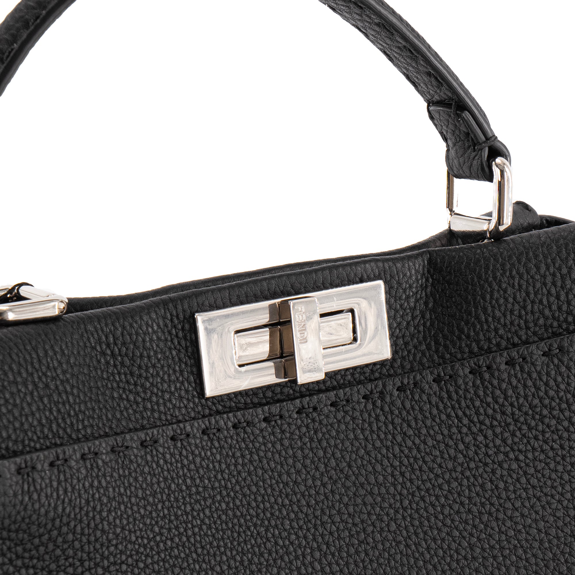 FENDI - Sac à main Peekaboo medium Fendi en cuir grainé noir