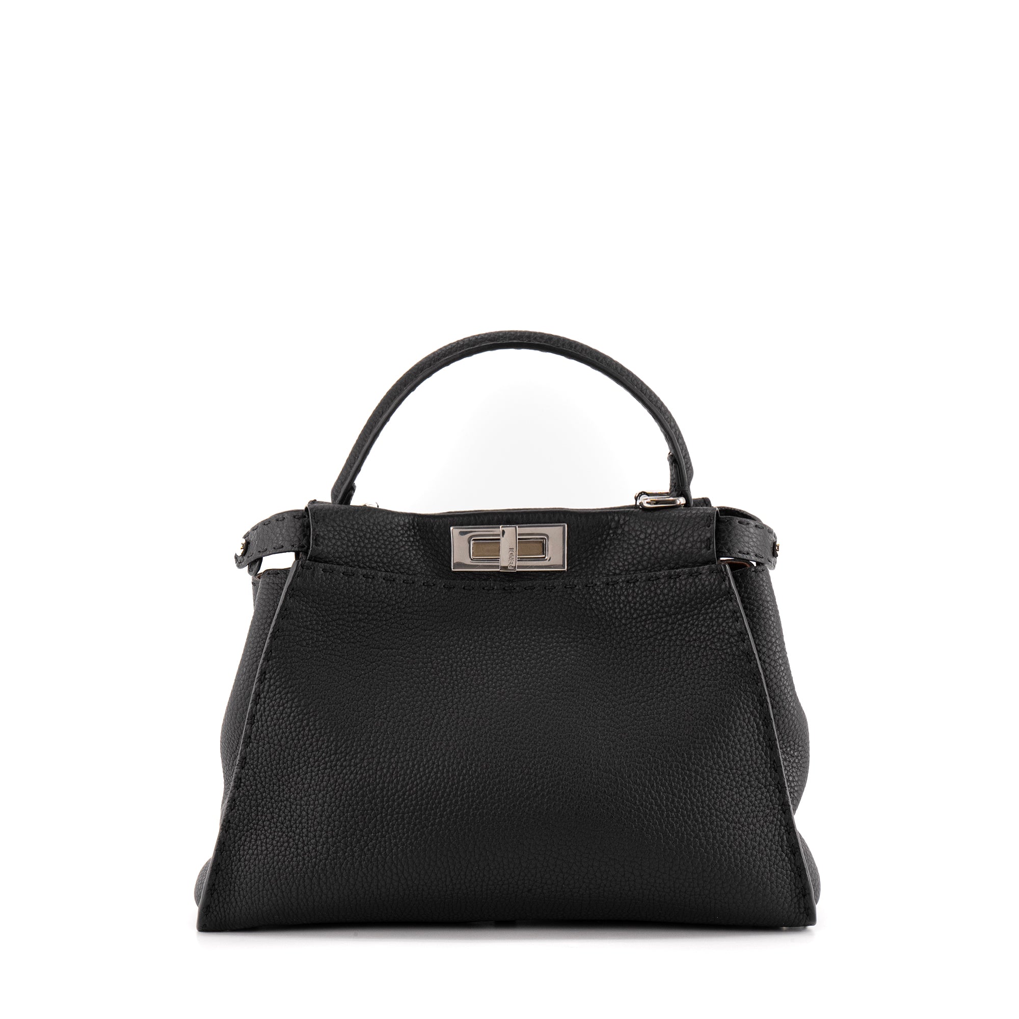 FENDI - Sac à main Peekaboo medium Fendi en cuir grainé noir