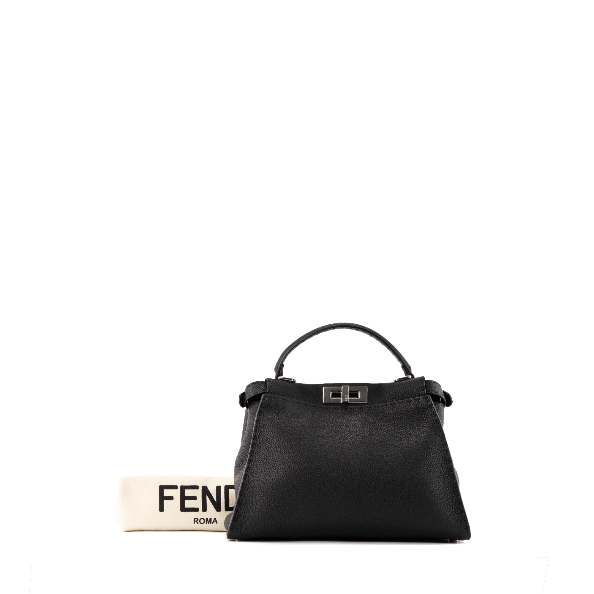 FENDI - Sac à main Peekaboo medium Fendi en cuir grainé noir