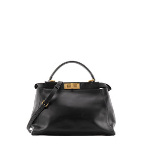 FENDI - Sac à main Peekaboo medium Fendi en cuir lisse noir