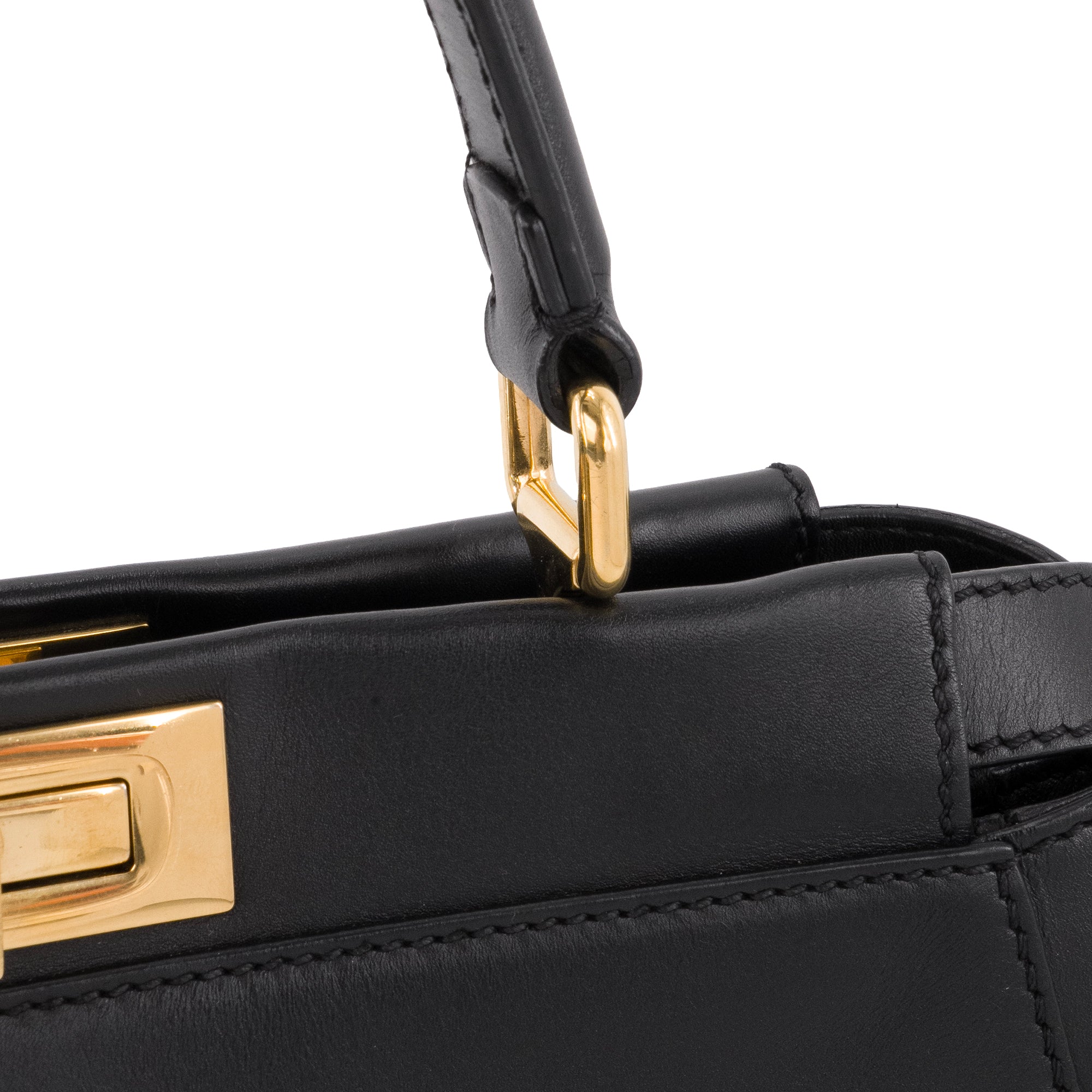 FENDI - Sac à main Peekaboo medium Fendi en cuir lisse noir