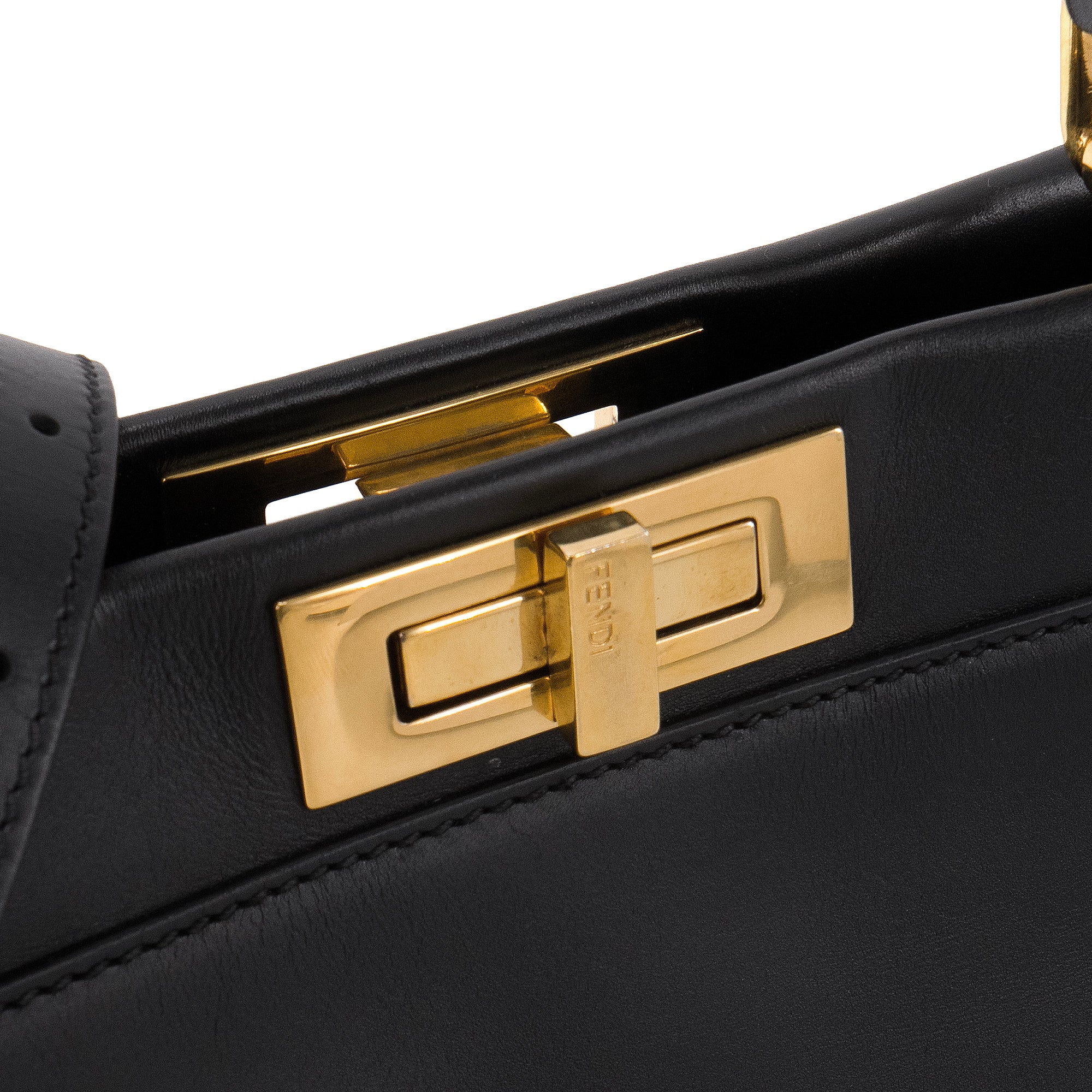 FENDI - Sac à main Peekaboo medium Fendi en cuir lisse noir