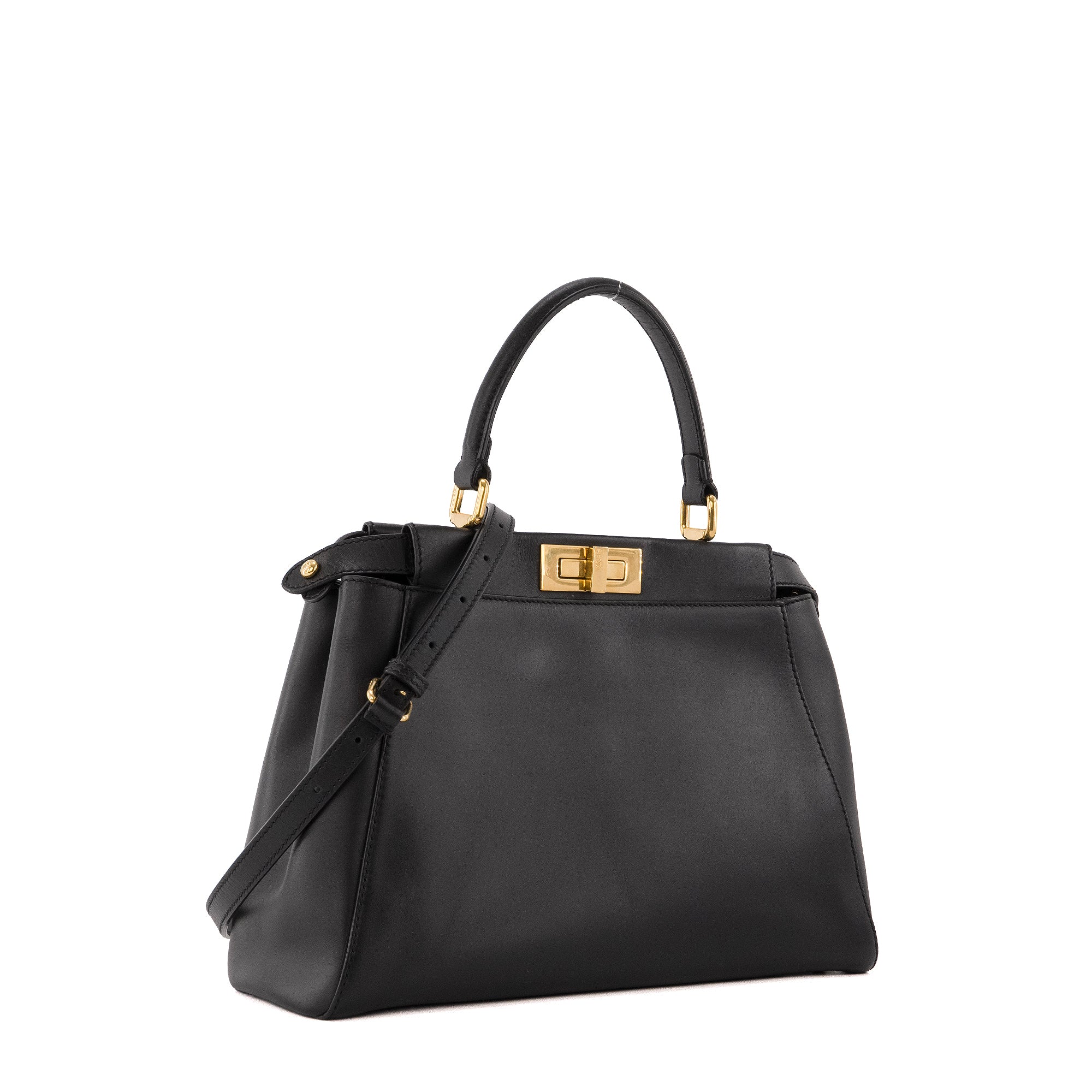 FENDI - Sac à main Peekaboo medium Fendi en cuir lisse noir