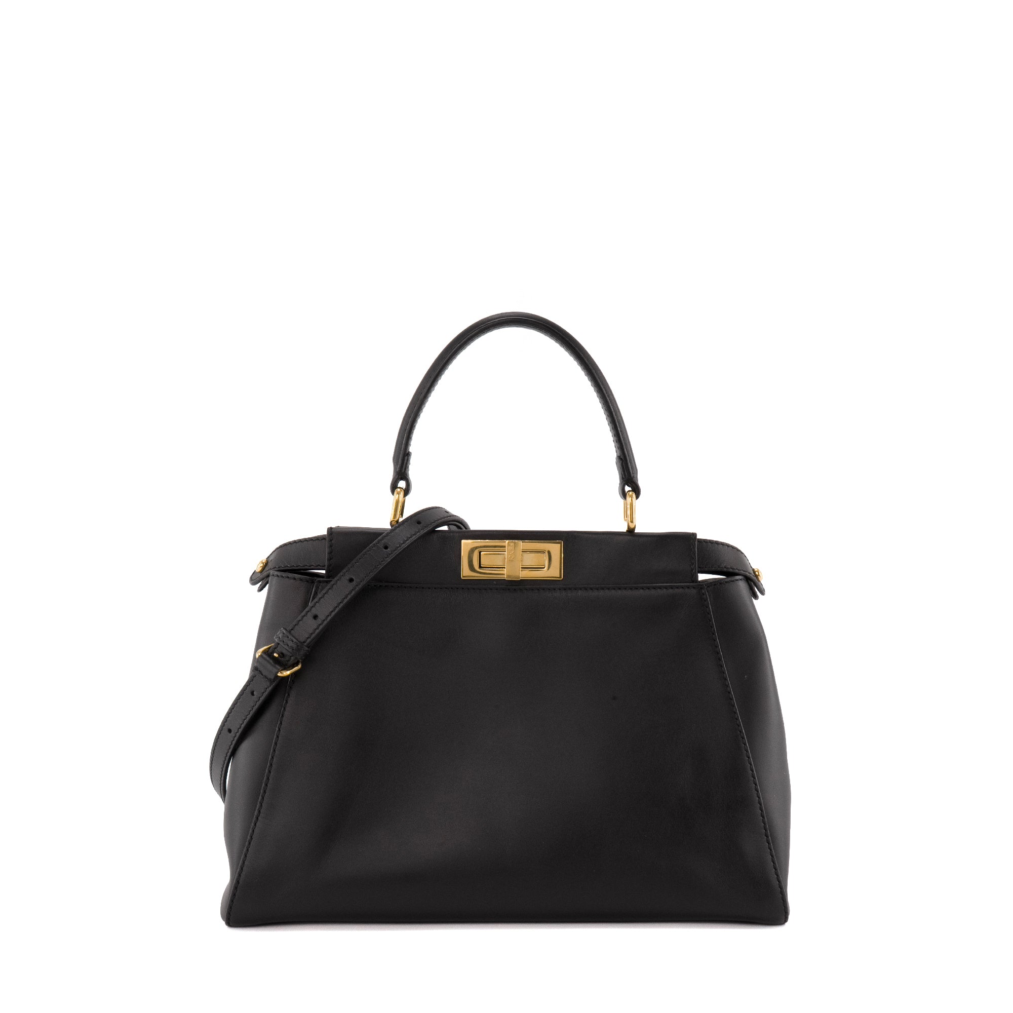 FENDI - Sac à main Peekaboo medium Fendi en cuir lisse noir