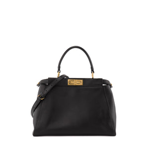 FENDI - Sac à main Peekaboo medium Fendi en cuir lisse noir