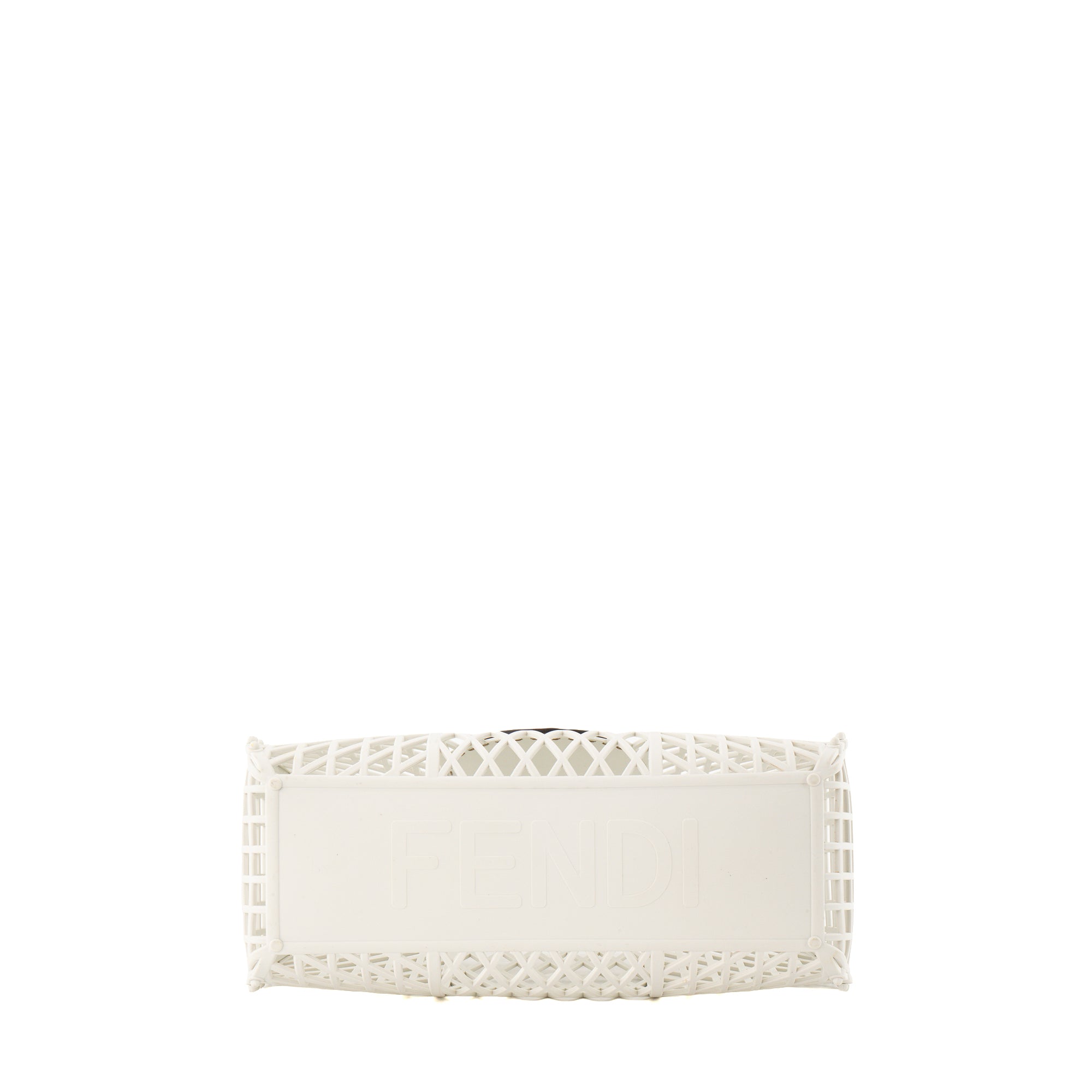 FENDI - Sac cabas Basket Fendi en PVC blanc et cuir marron