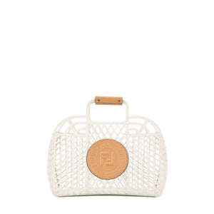 FENDI - Sac cabas Basket Fendi en PVC blanc et cuir marron