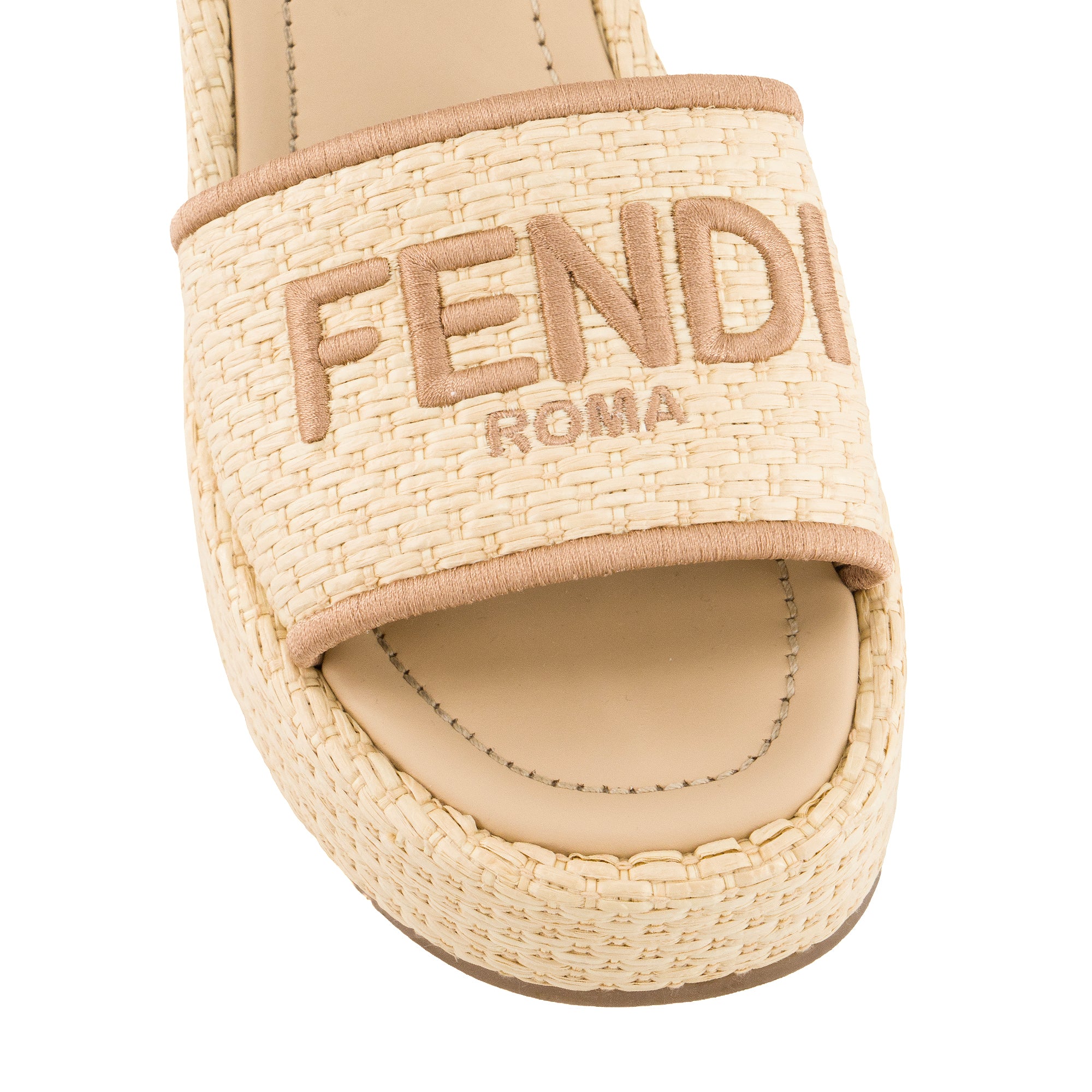 FENDI - Sandales à plateformes Fendi en raphia beige (T38)