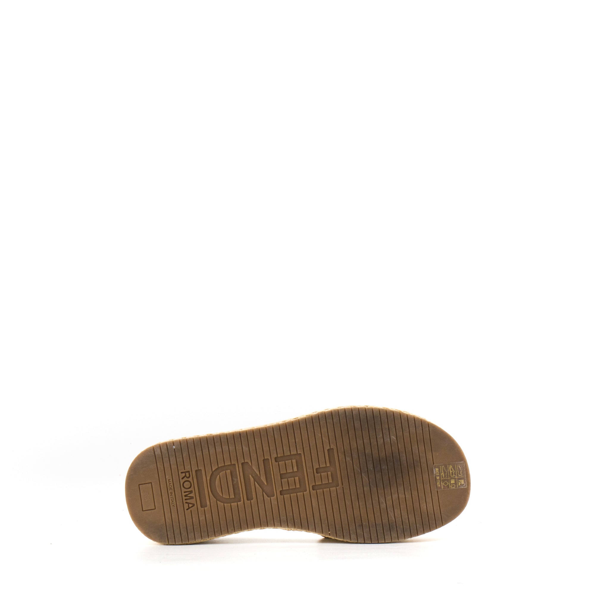 FENDI - Sandales à plateformes Fendi en raphia beige (T38)