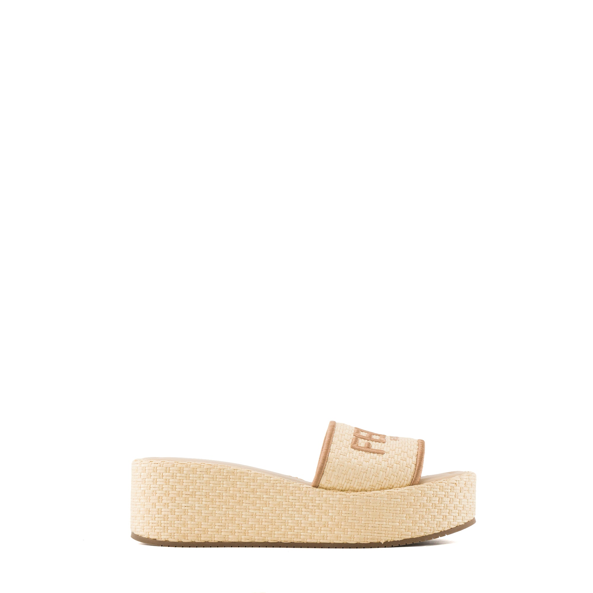 FENDI - Sandales à plateformes Fendi en raphia beige (T38)