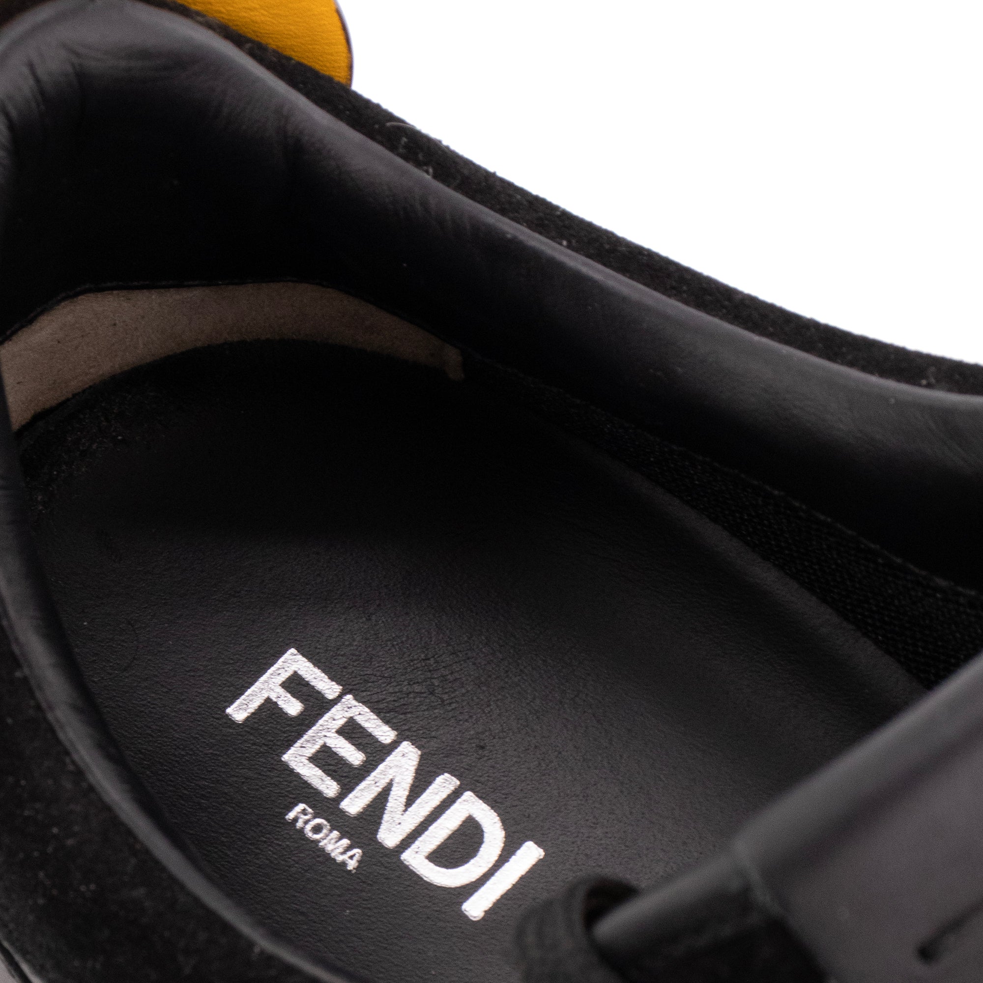 FENDI - Sneakers Monster Eyes Fendi en cuir noir et jaune (T40)
