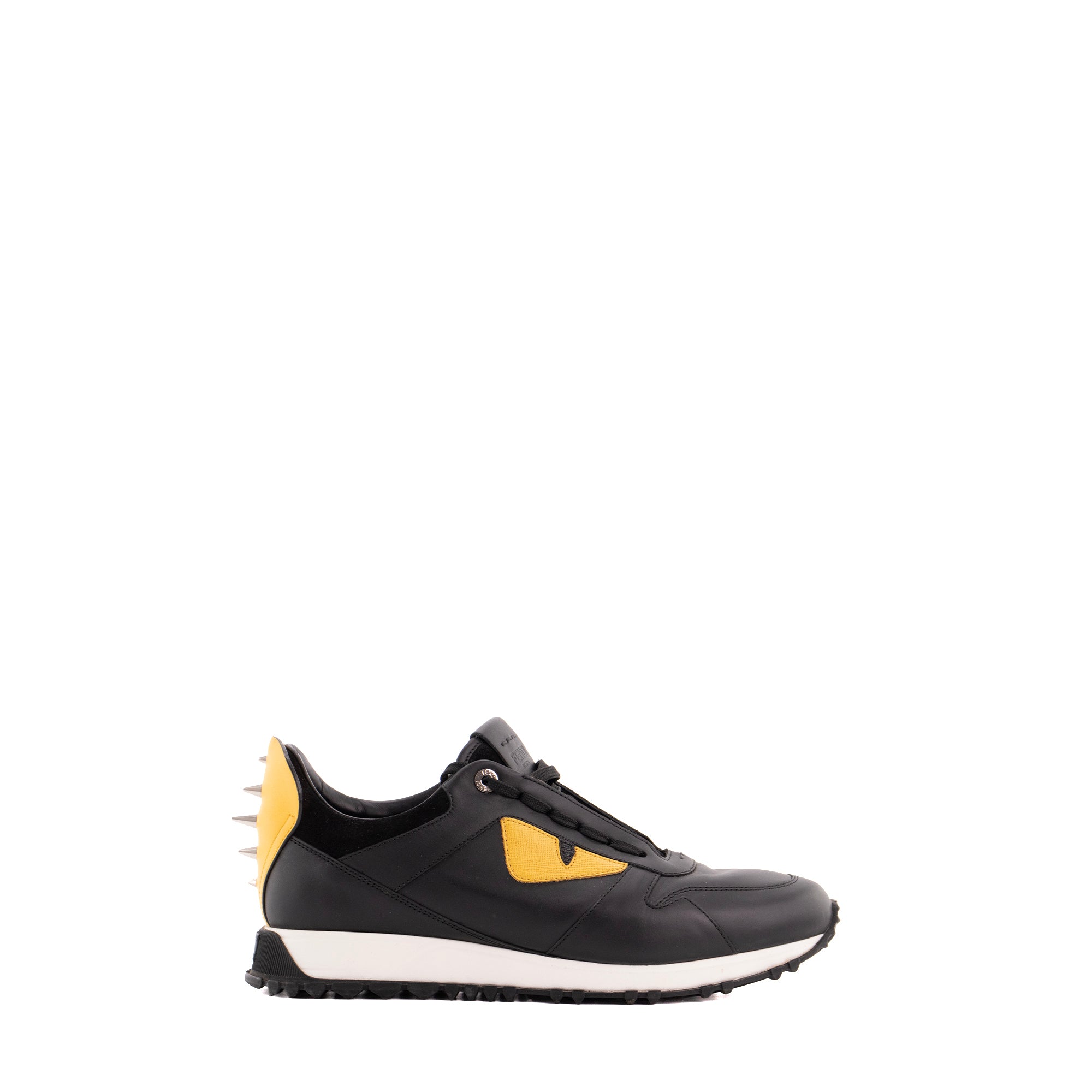 FENDI - Sneakers Monster Eyes Fendi en cuir noir et jaune (T40)