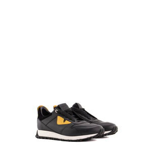 FENDI - Sneakers Monster Eyes Fendi en cuir noir et jaune (T40)