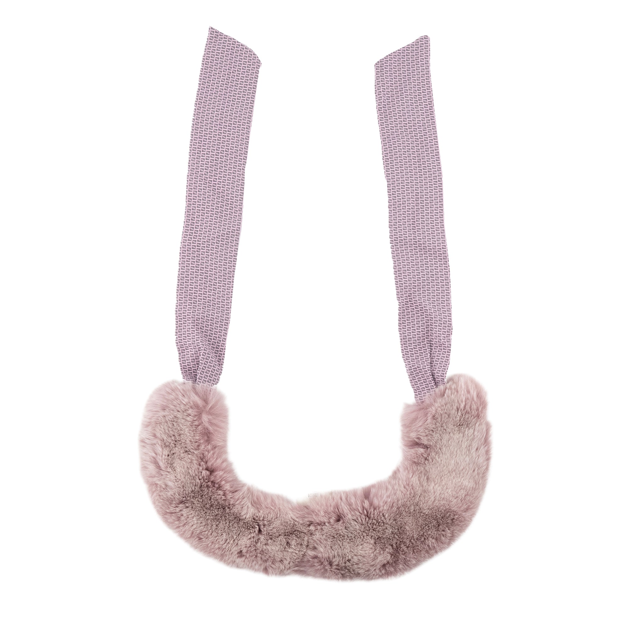 FENDI - Tour de cou Fendi en fourrure et tissu monogrammé violet