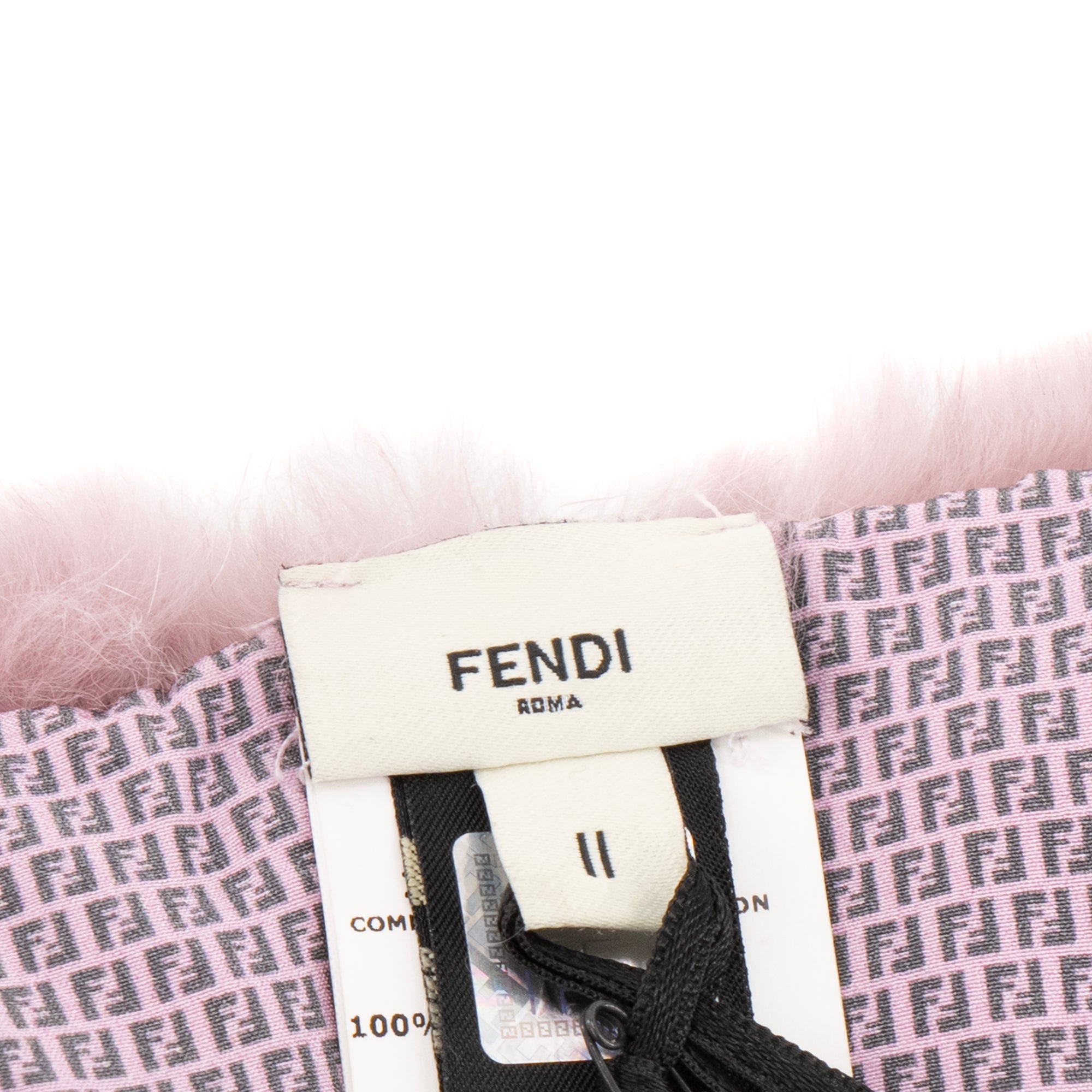 FENDI - Tour de cou Fendi en fourrure et tissu monogrammé violet