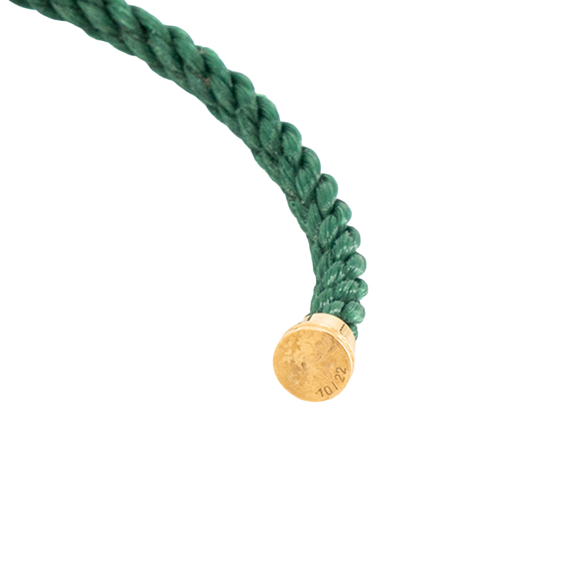 FRED - Bracelet Force 10 GM Fred en or et semi pavé de diamants sur cordon en acier vert (T17)