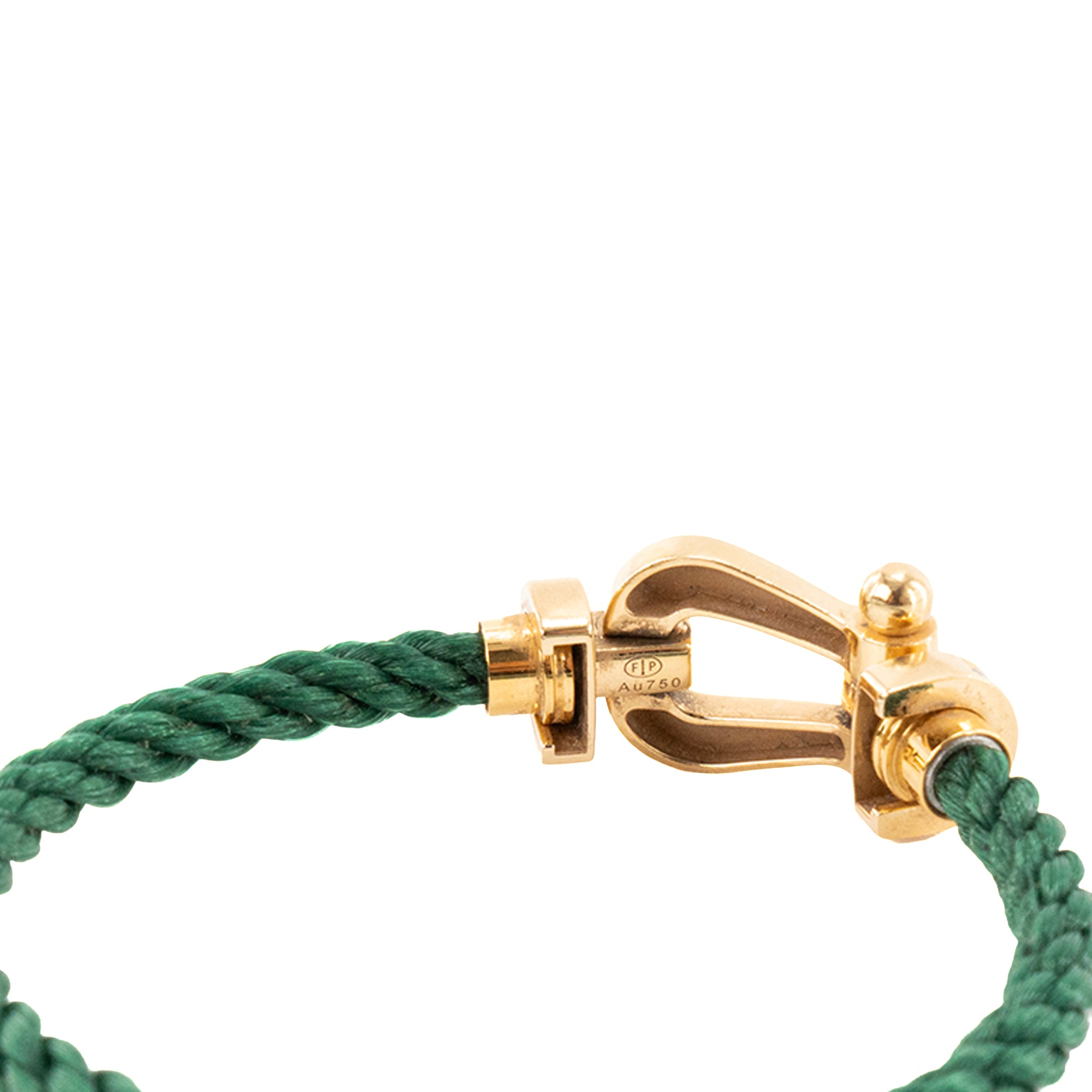 FRED - Bracelet Force 10 GM Fred en or et semi pavé de diamants sur cordon en acier vert (T17)