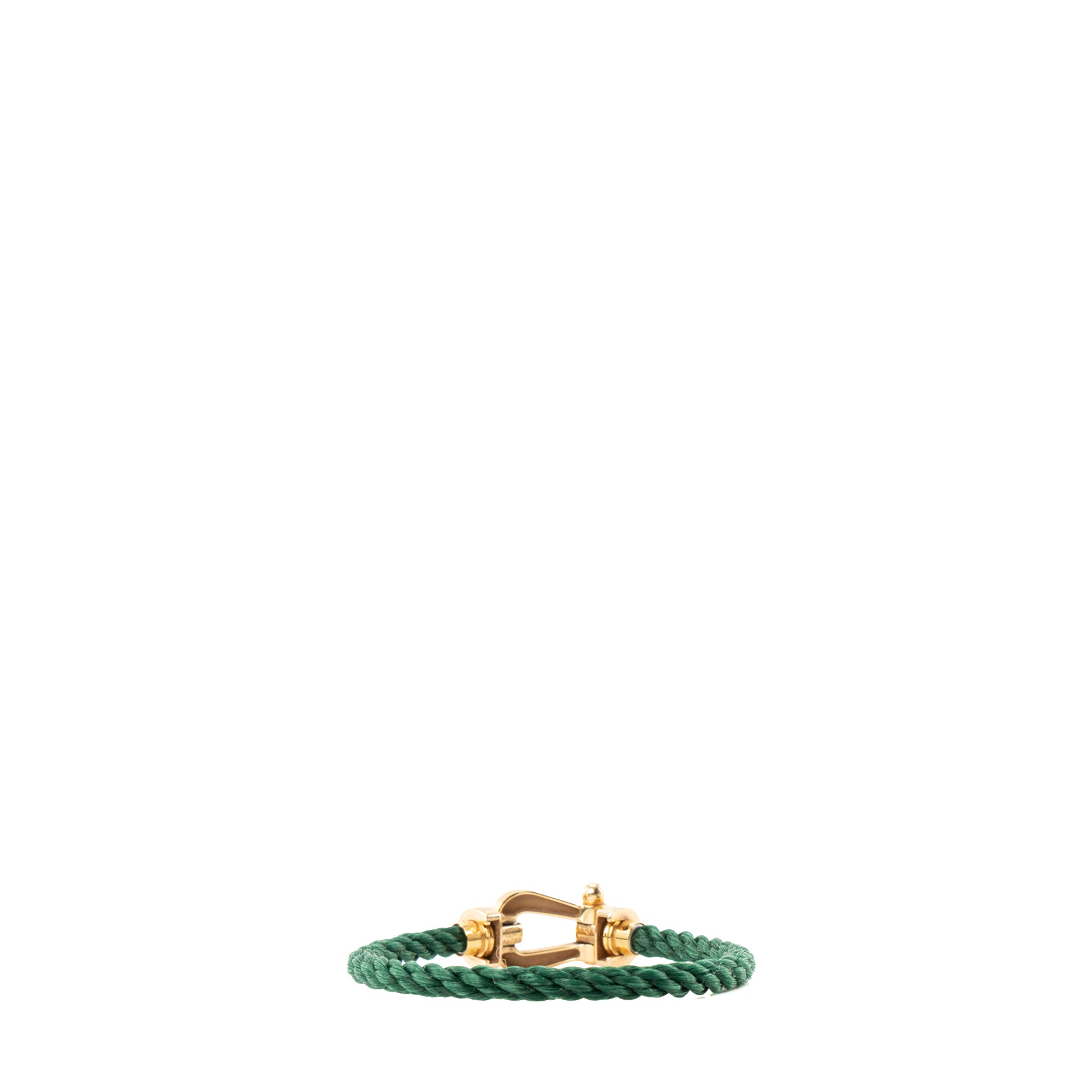 FRED - Bracelet Force 10 GM Fred en or et semi pavé de diamants sur cordon en acier vert (T17)