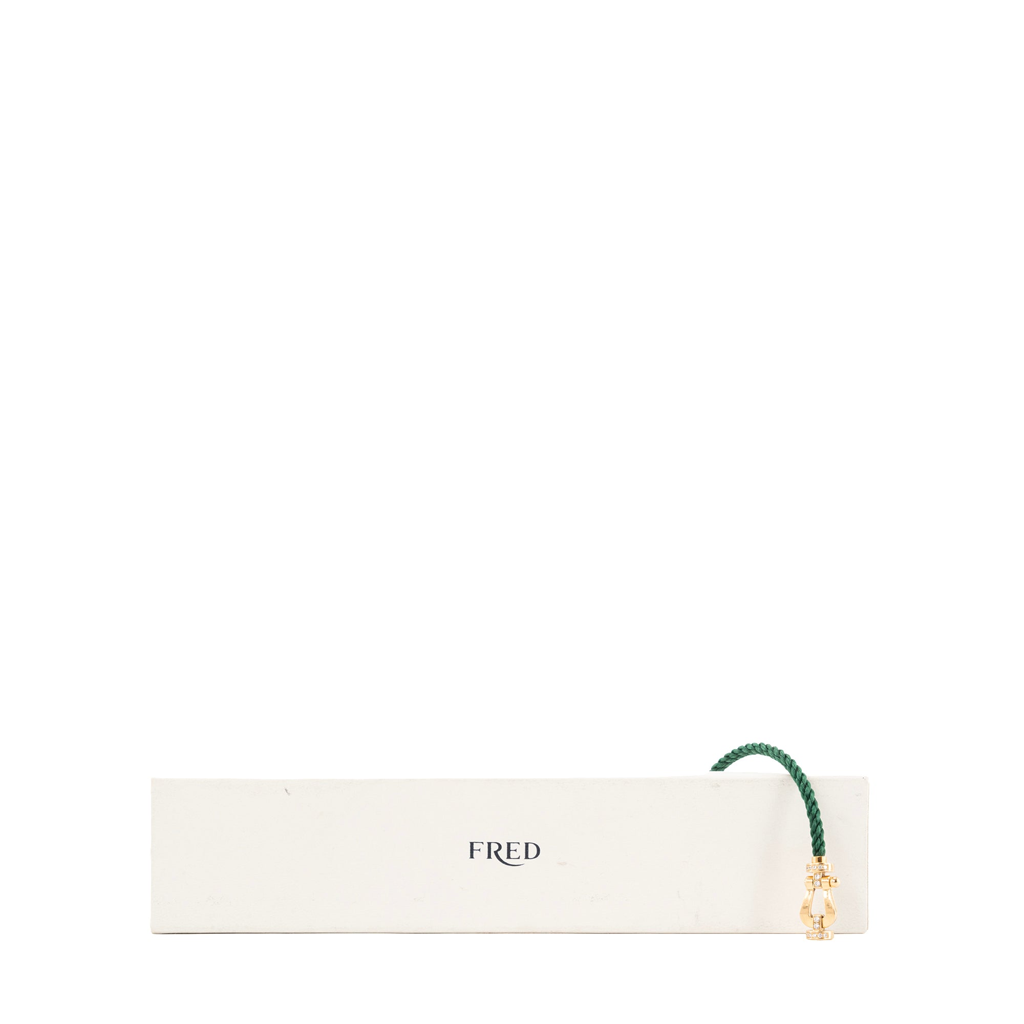 FRED - Bracelet Force 10 GM Fred en or et semi pavé de diamants sur cordon en acier vert (T17)
