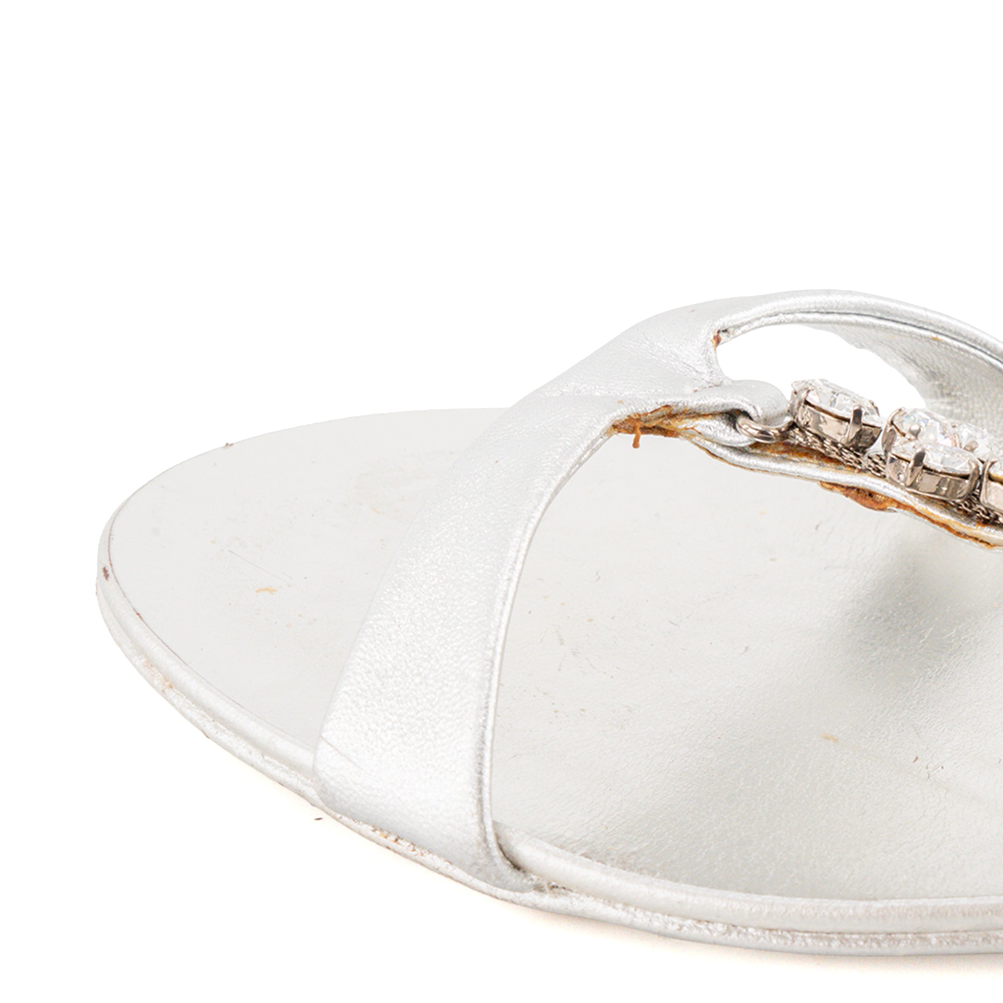 GIUSEPPE ZANOTTI - Sandales Giuseppe Zanotti en cuir et cristaux argentés (T38)